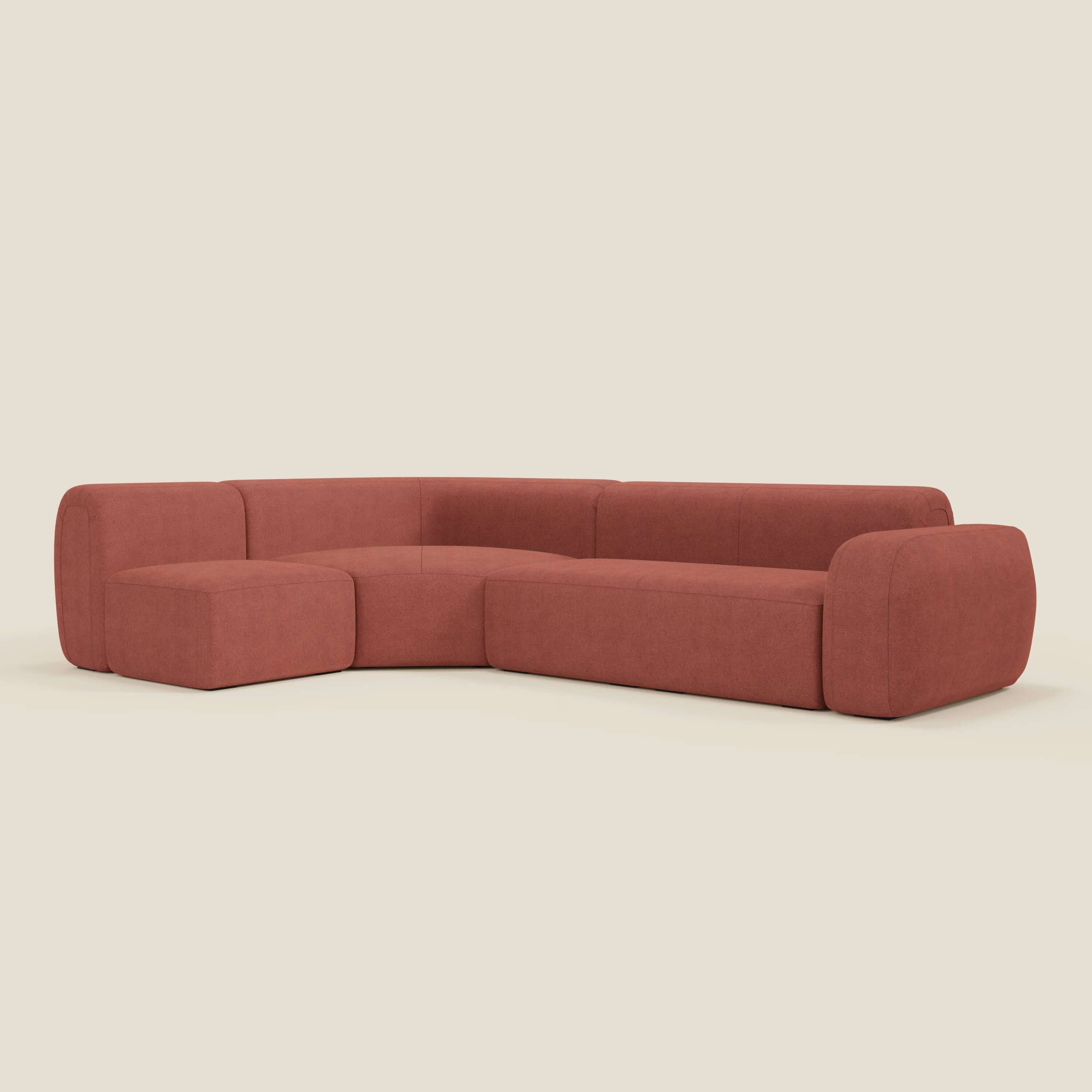 BonBon Canapè d'angle modulable - tissu détachable T23 rouge cerise