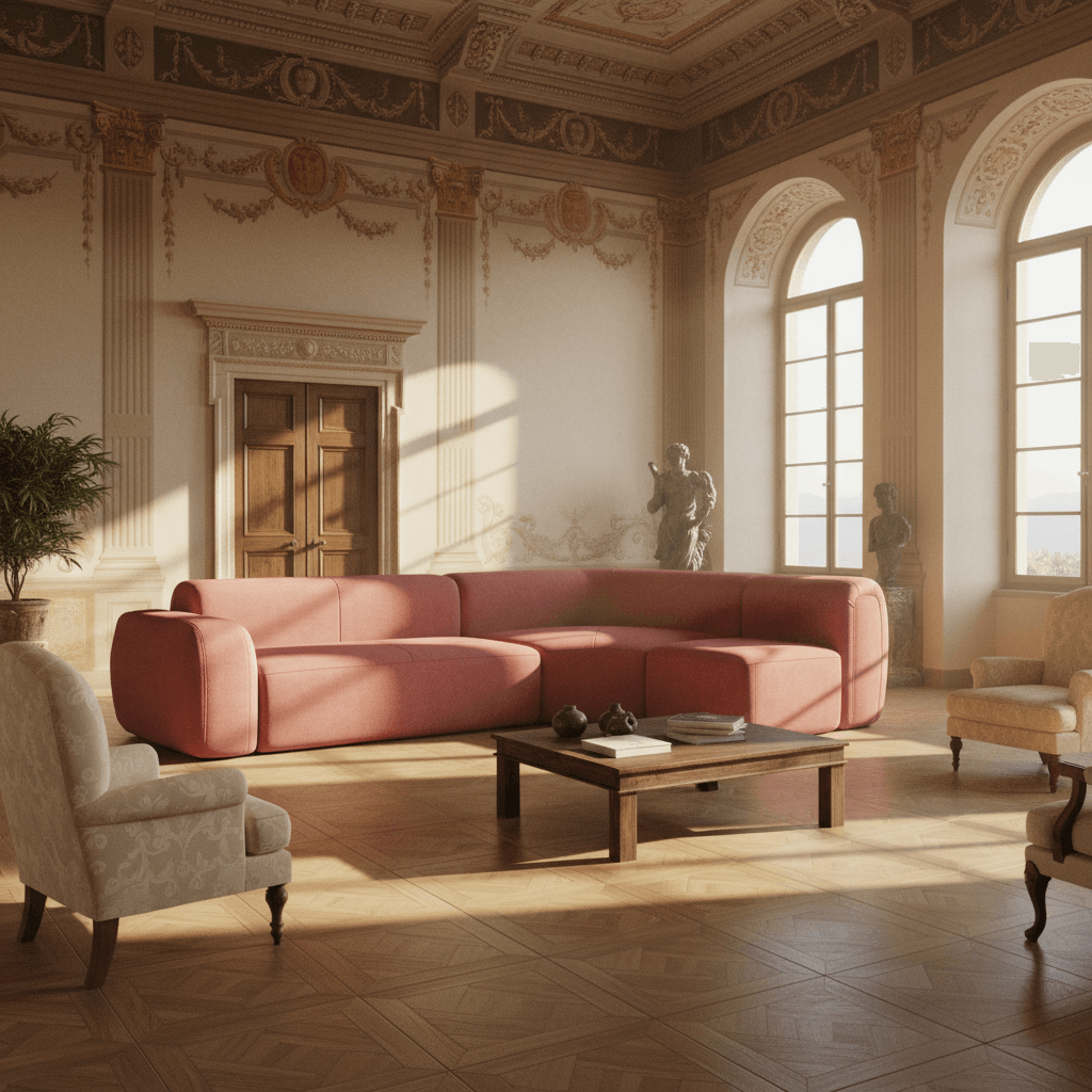 BonBon Canapè d'angle modulable - tissu détachable T23 rouge cerise