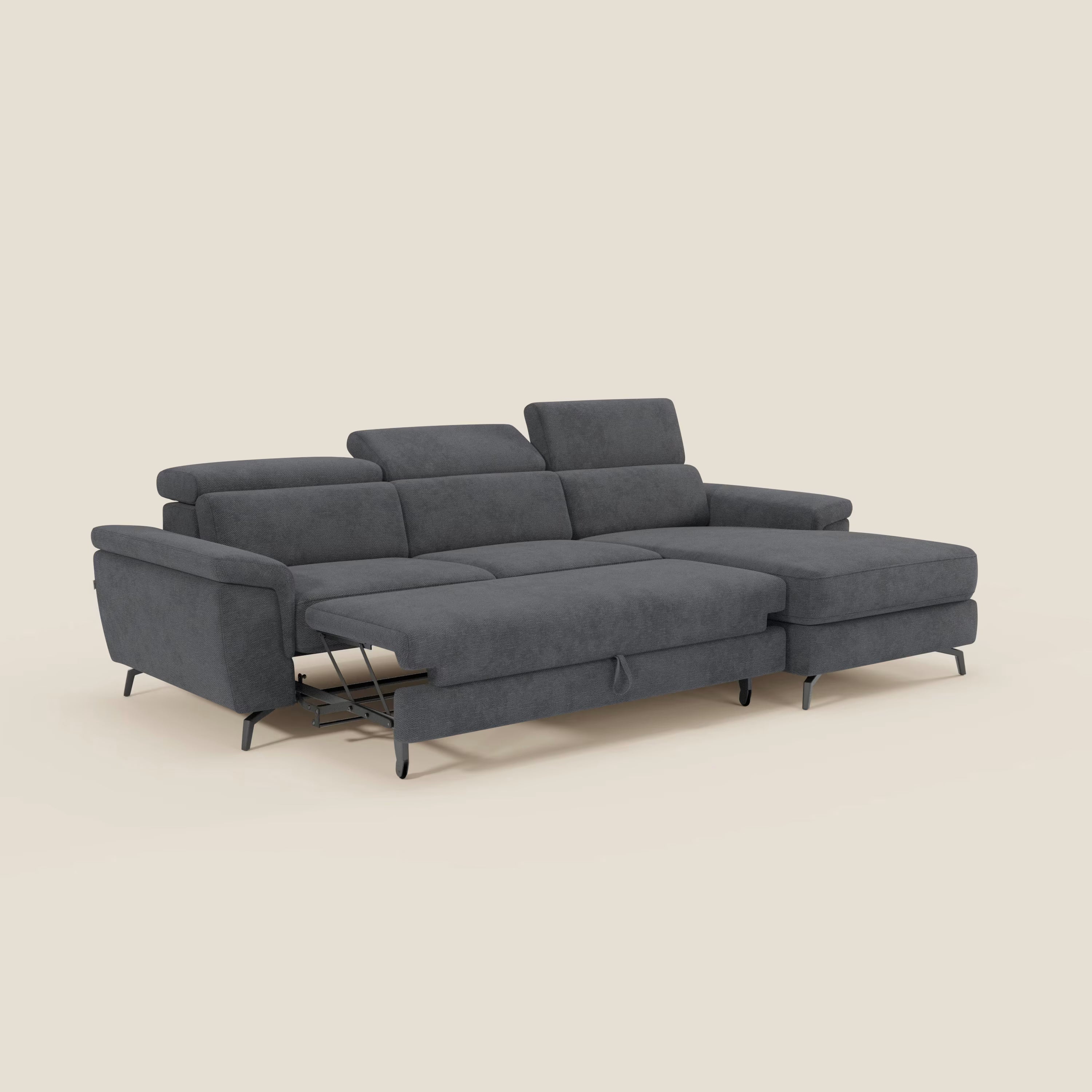 Estro Canapé extractible et chaise longue - têtières inclinables en tissu imperméable T14 anthracite