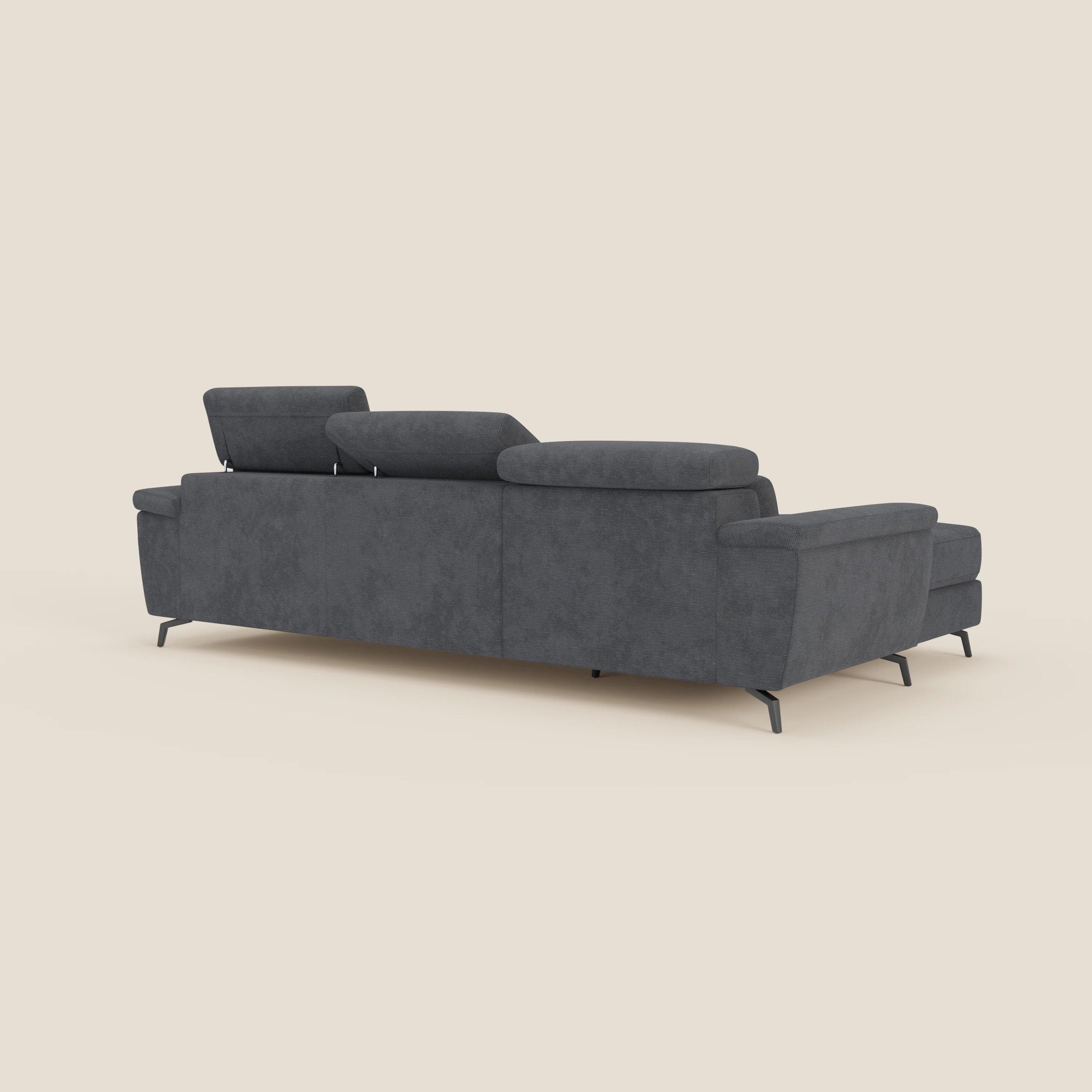 Estro Canapé extractible et chaise longue - têtières inclinables en tissu imperméable T14 anthracite