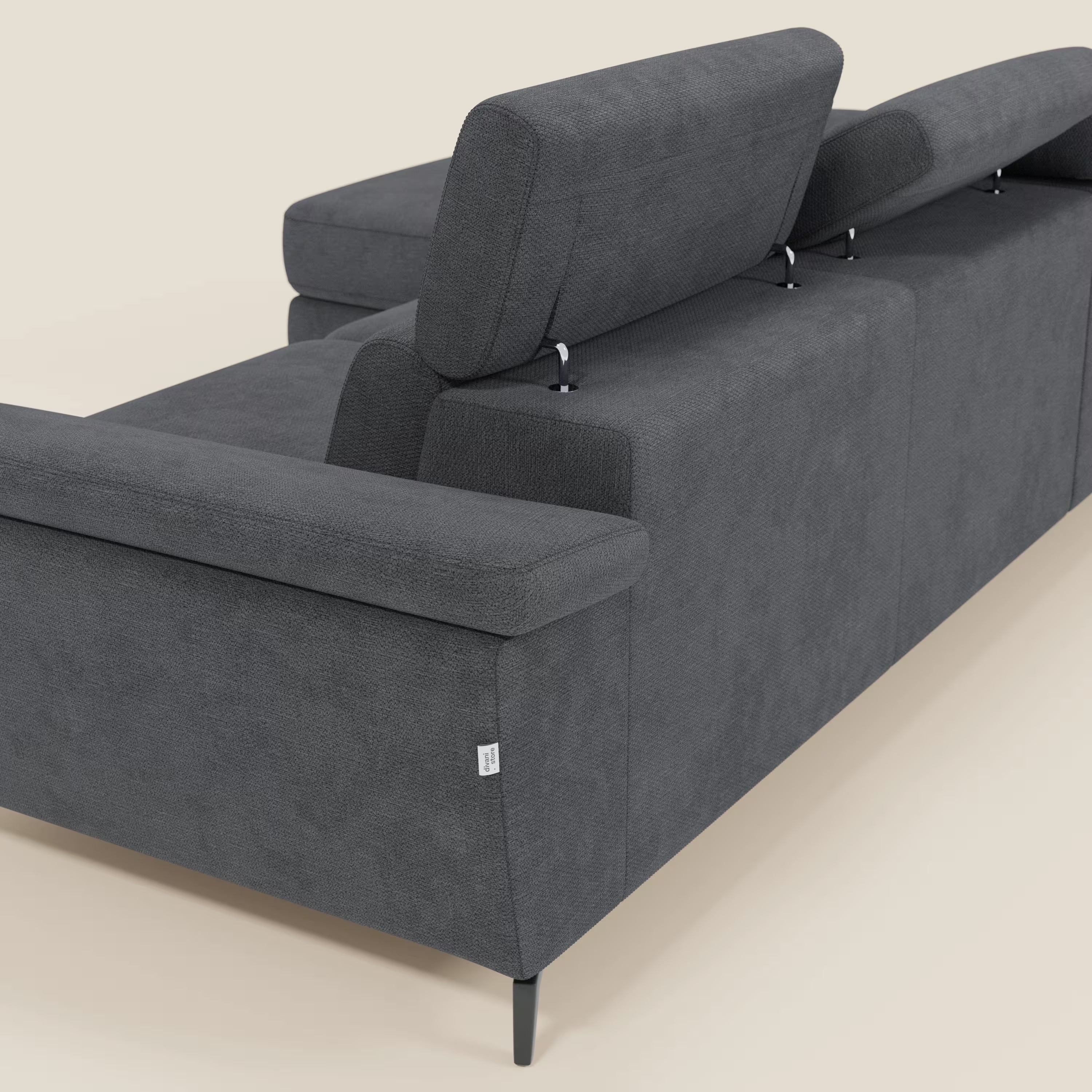 Estro Canapé extractible et chaise longue - têtières inclinables en tissu imperméable T14 anthracite