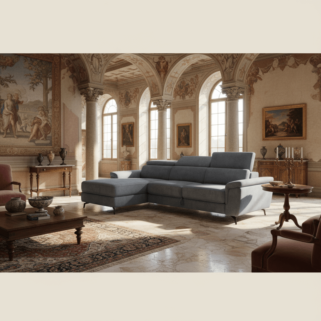 Estro Canapé extractible et chaise longue - têtières inclinables en tissu imperméable 277 cm GAUCHE T14 bleu pastel