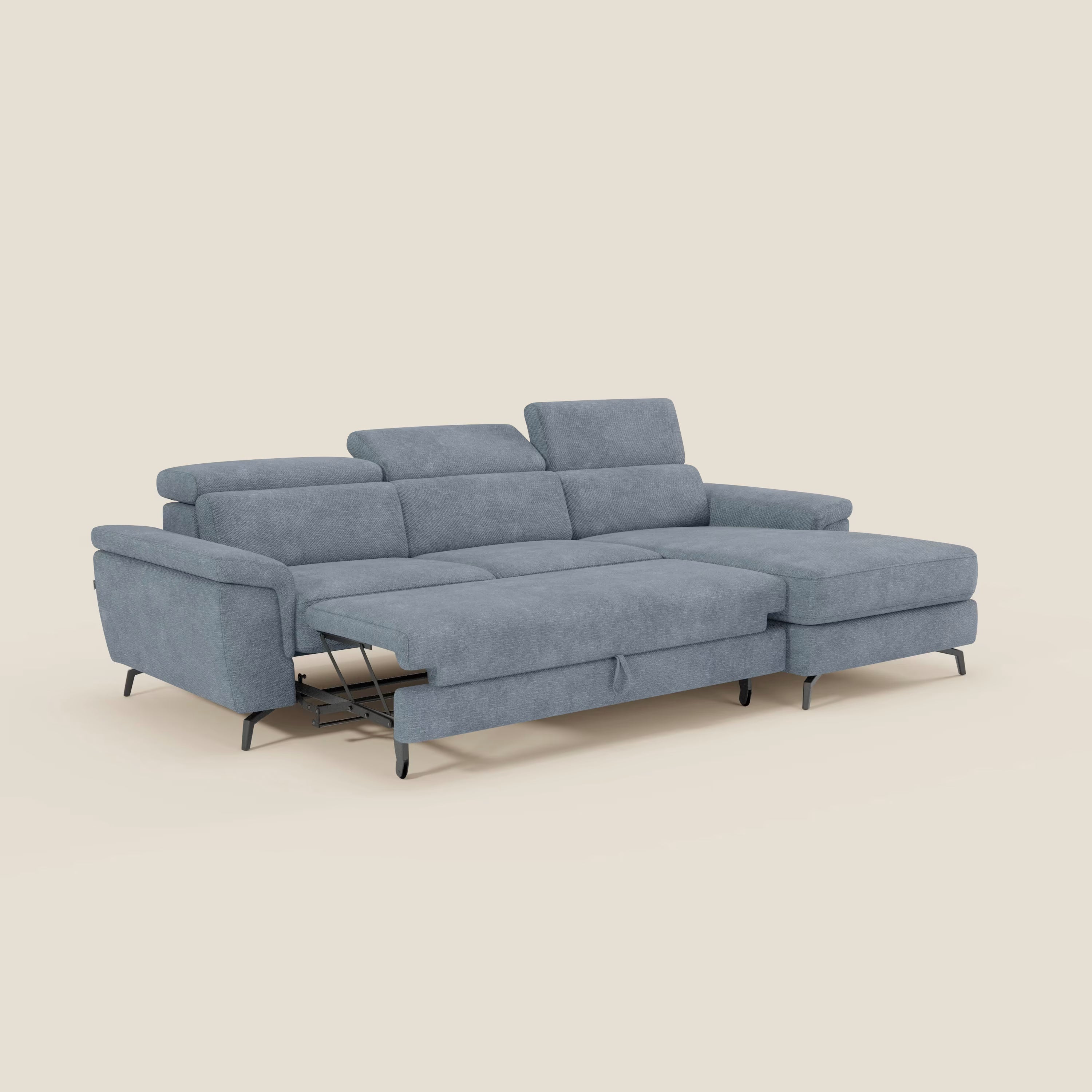 Estro Canapé extractible et chaise longue - têtières inclinables en tissu imperméable T14 bleu pastel