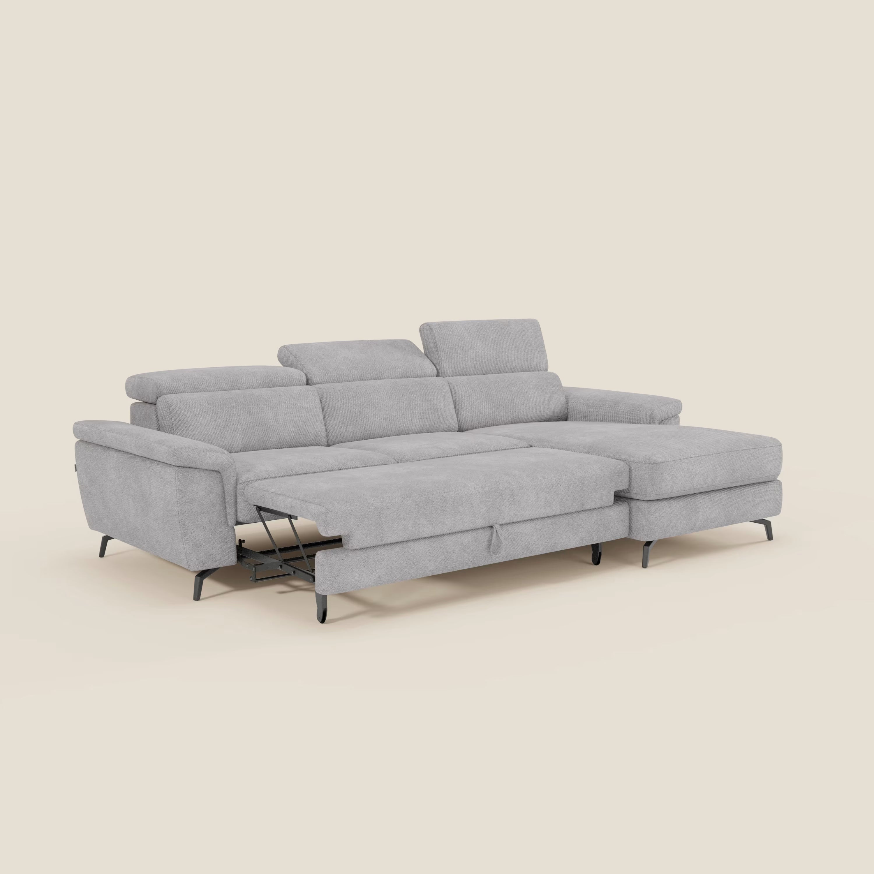 Estro Canapé extractible et chaise longue - têtières inclinables en tissu imperméable T14 gris clair
