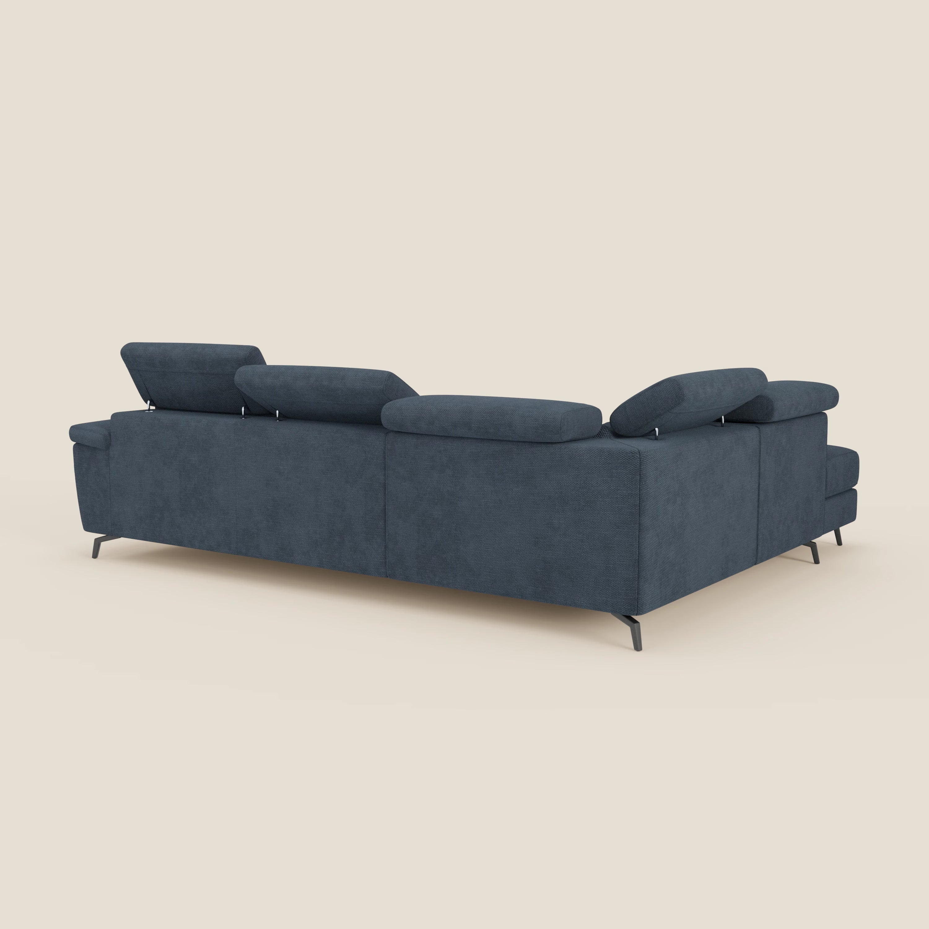 Estro Canapé d'angle extractible - têtières inclinables en tissu imperméable T14 bleu