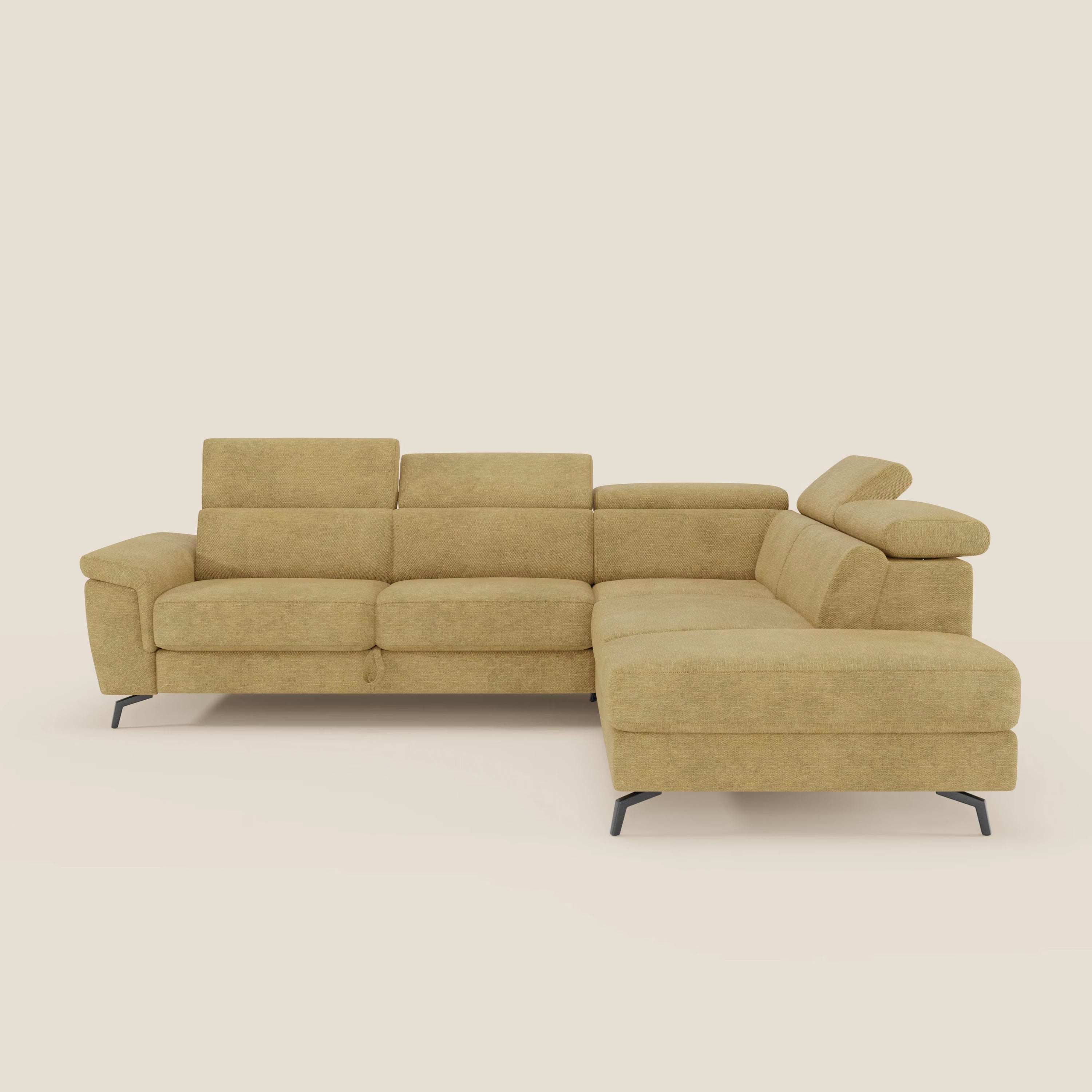 Estro Canapé d'angle extractible - têtières inclinables en tissu imperméable T14 jaune