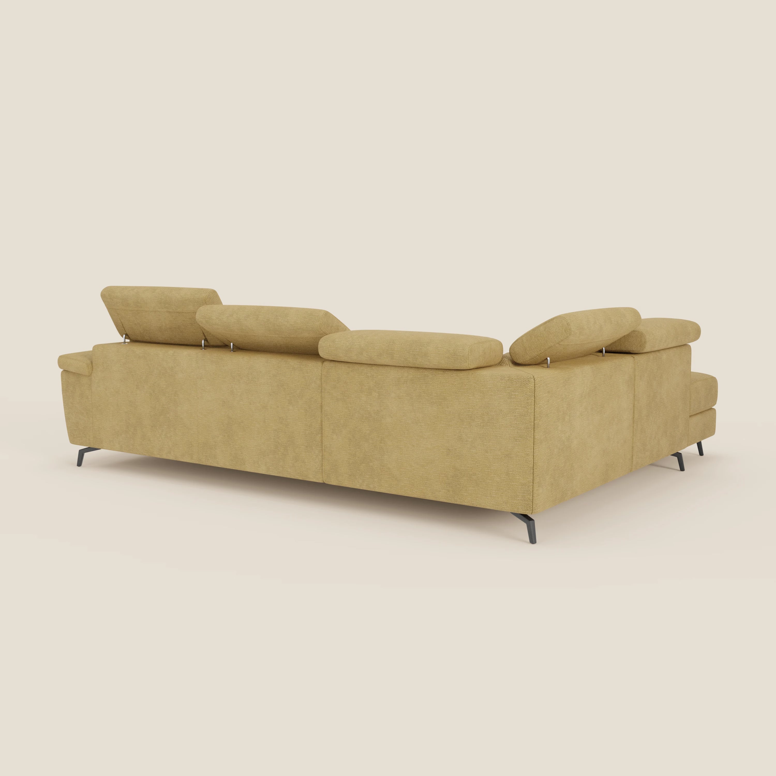 Estro Canapé d'angle extractible - têtières inclinables en tissu imperméable T14 jaune