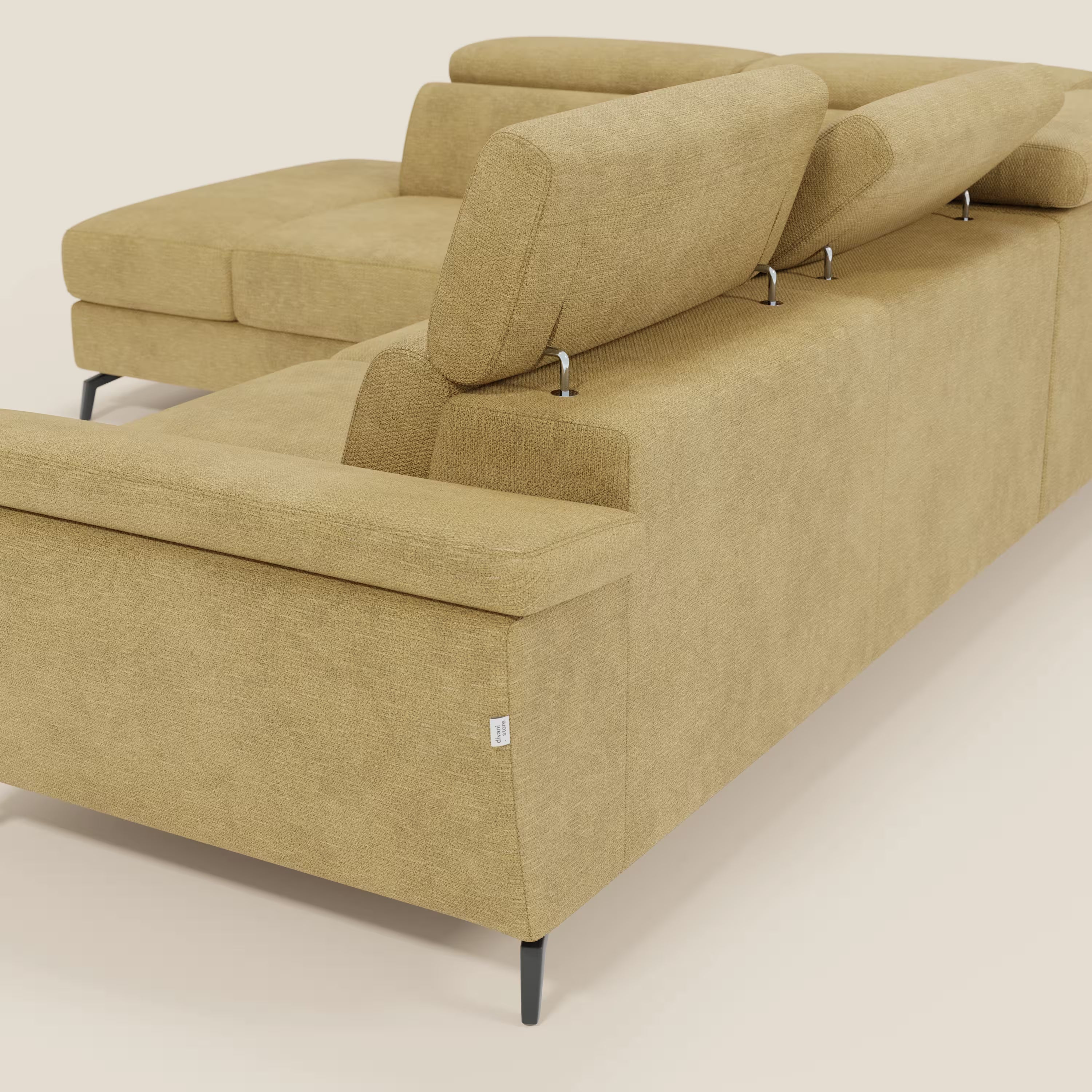 Estro Canapé d'angle extractible - têtières inclinables en tissu imperméable T14 jaune