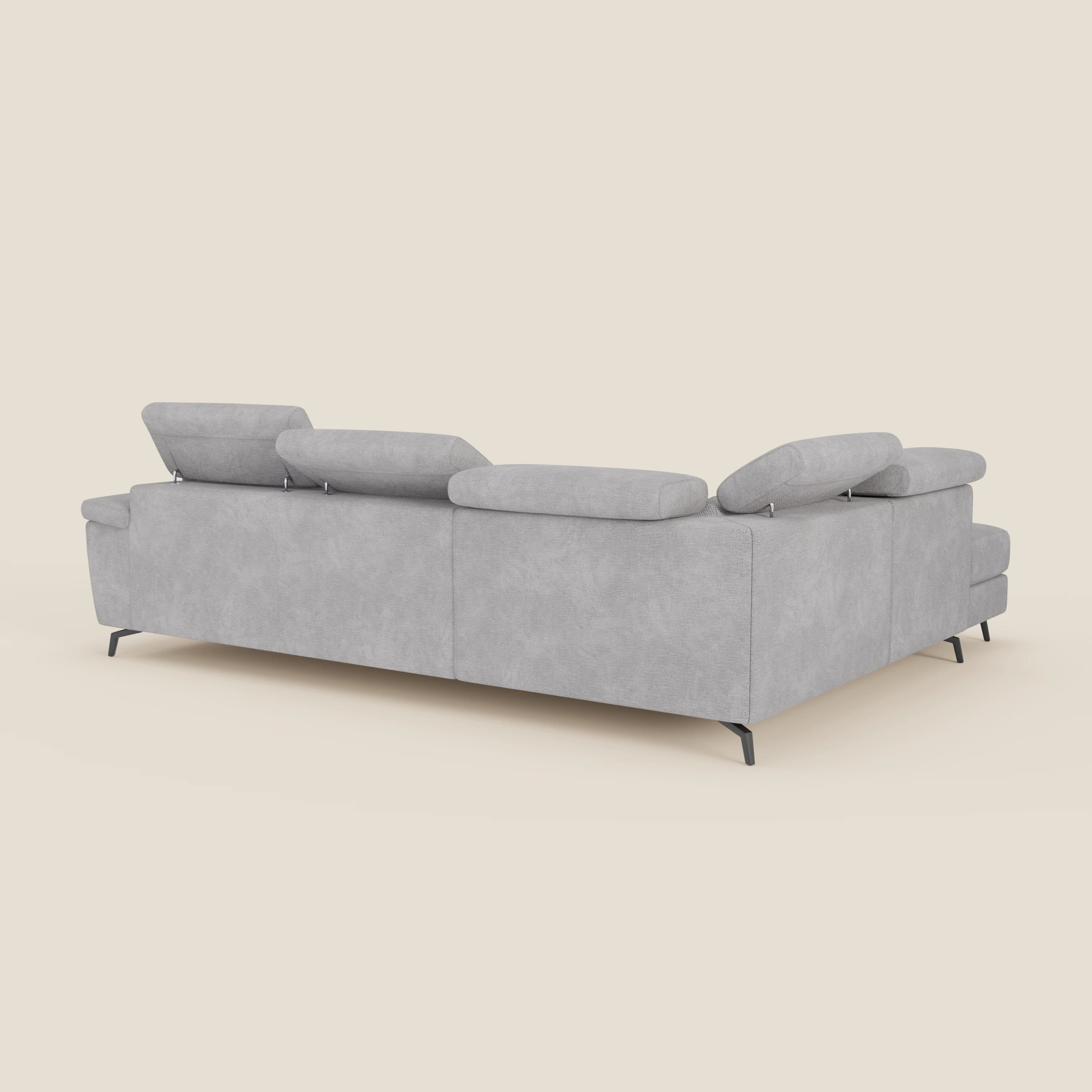 Estro Canapé d'angle extractible - têtières inclinables en tissu imperméable T14 gris clair