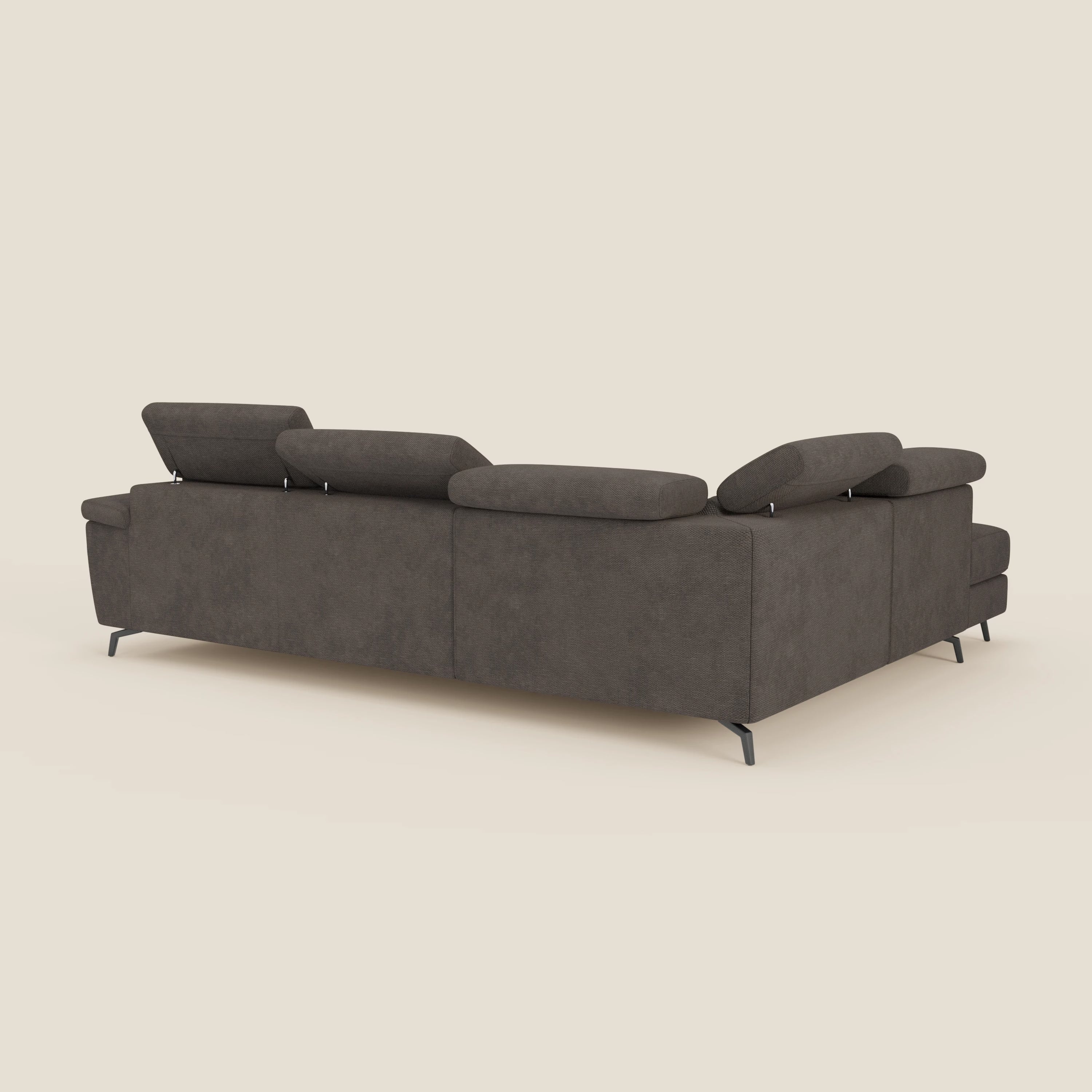 Estro Canapé d'angle extractible - têtières inclinables en tissu imperméable T14 marron