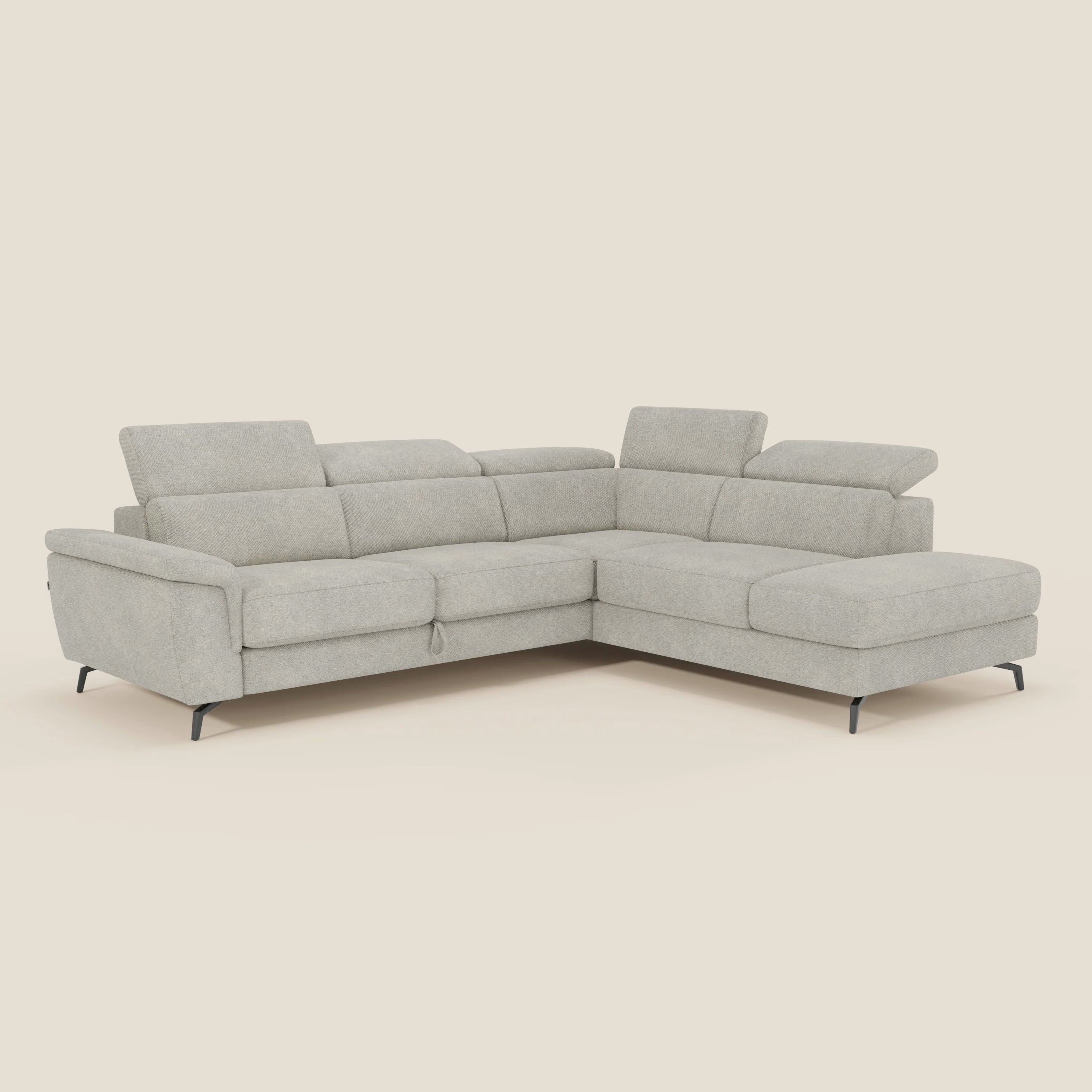 Estro Canapé d'angle extractible - têtières inclinables en tissu imperméable T14 crème