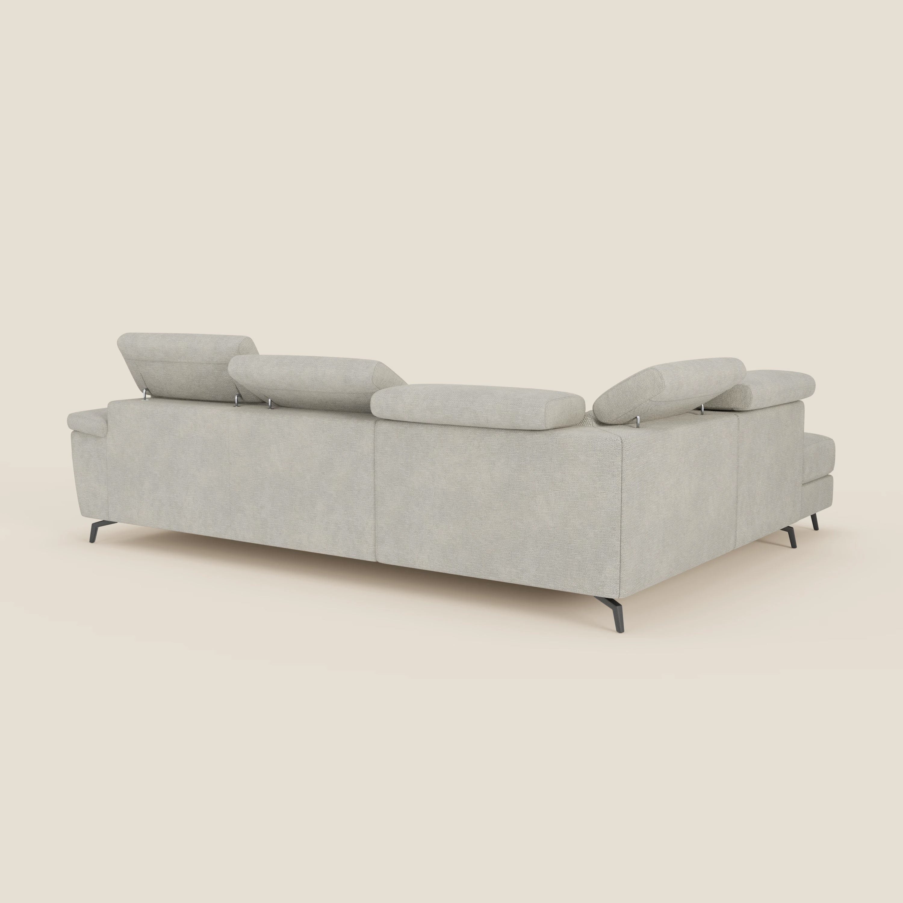 Estro Canapé d'angle extractible - têtières inclinables en tissu imperméable T14 crème