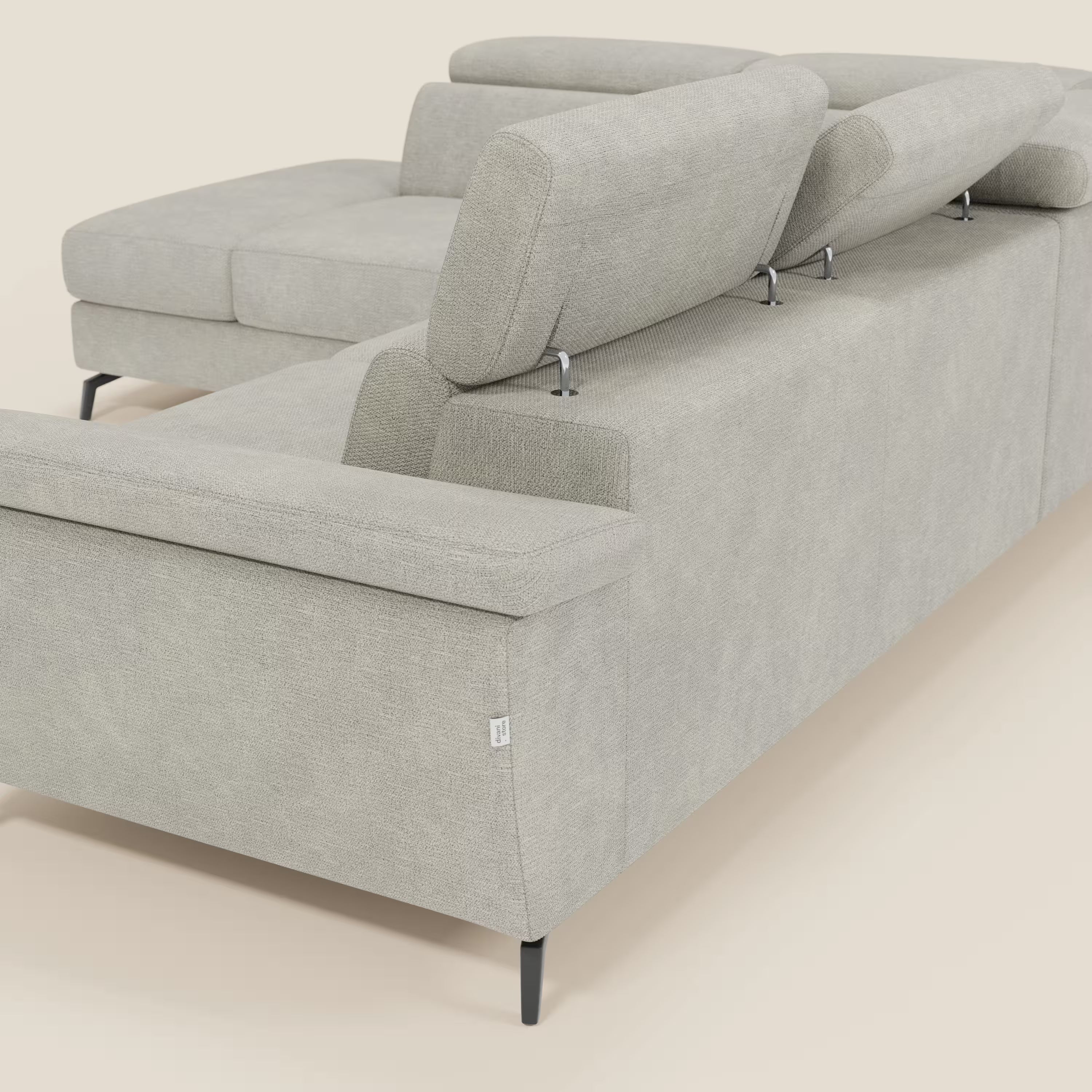 Estro Canapé d'angle extractible - têtières inclinables en tissu imperméable T14 crème