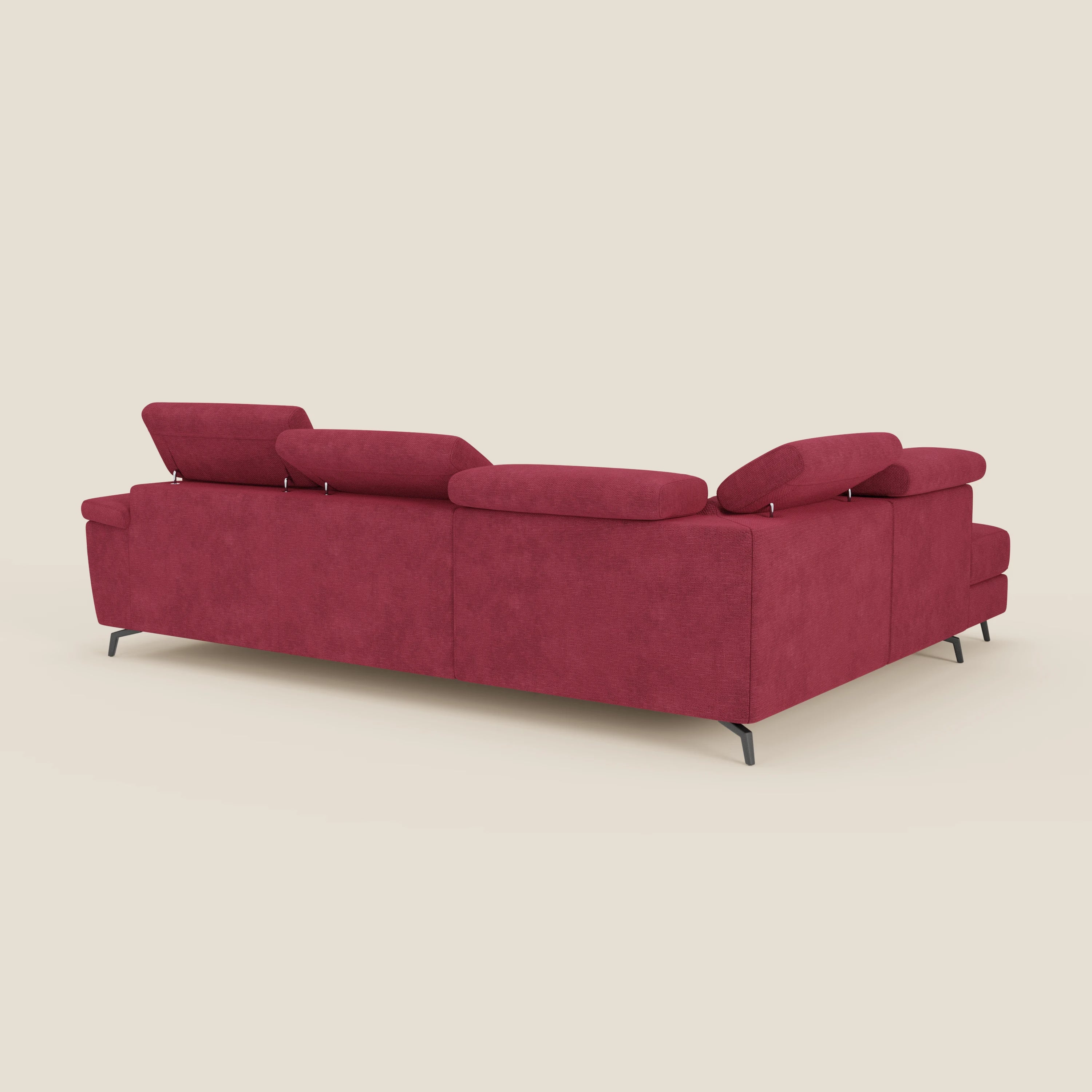 Estro Canapé d'angle extractible - têtières inclinables en tissu imperméable T14 rouge