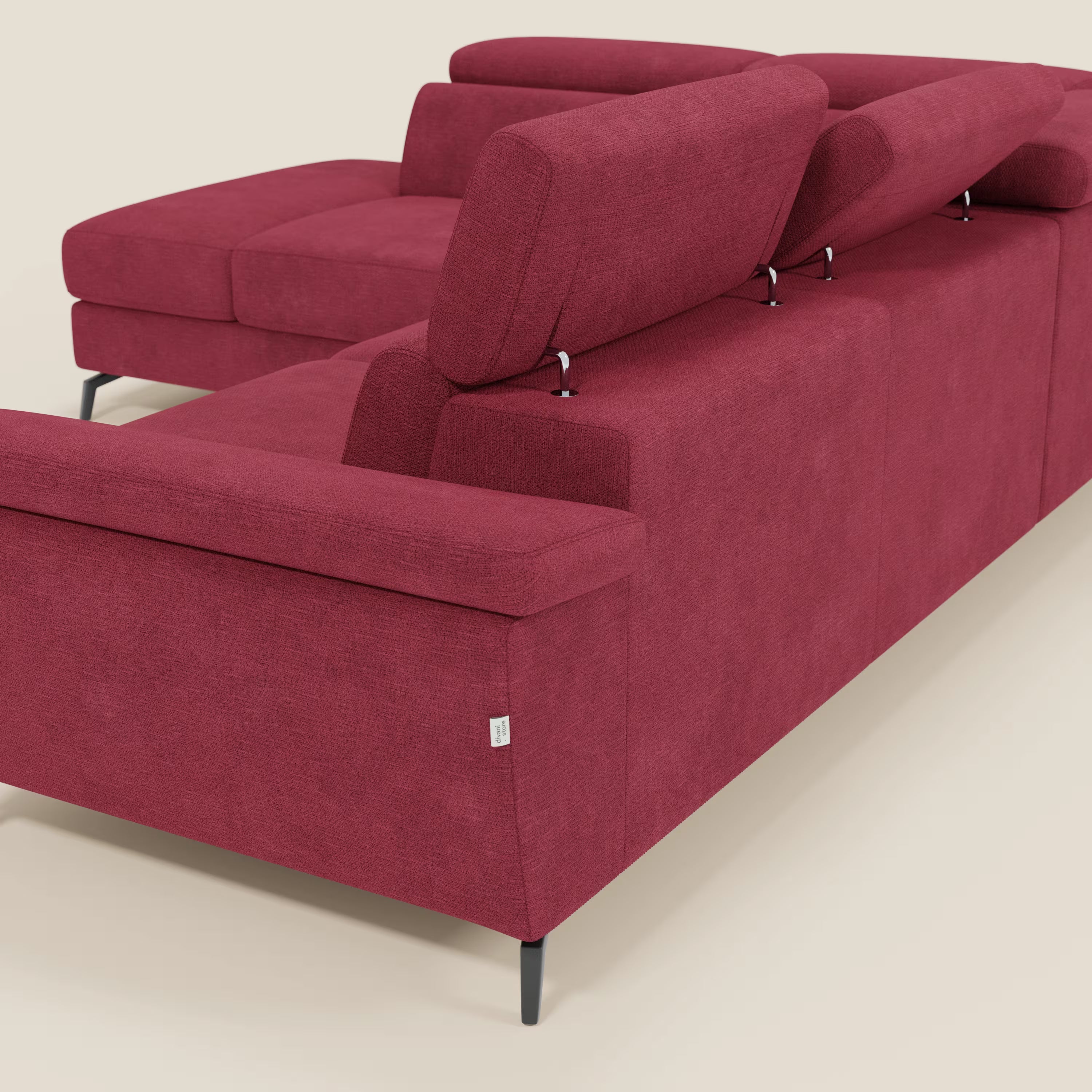 Estro Canapé d'angle extractible - têtières inclinables en tissu imperméable T14 rouge
