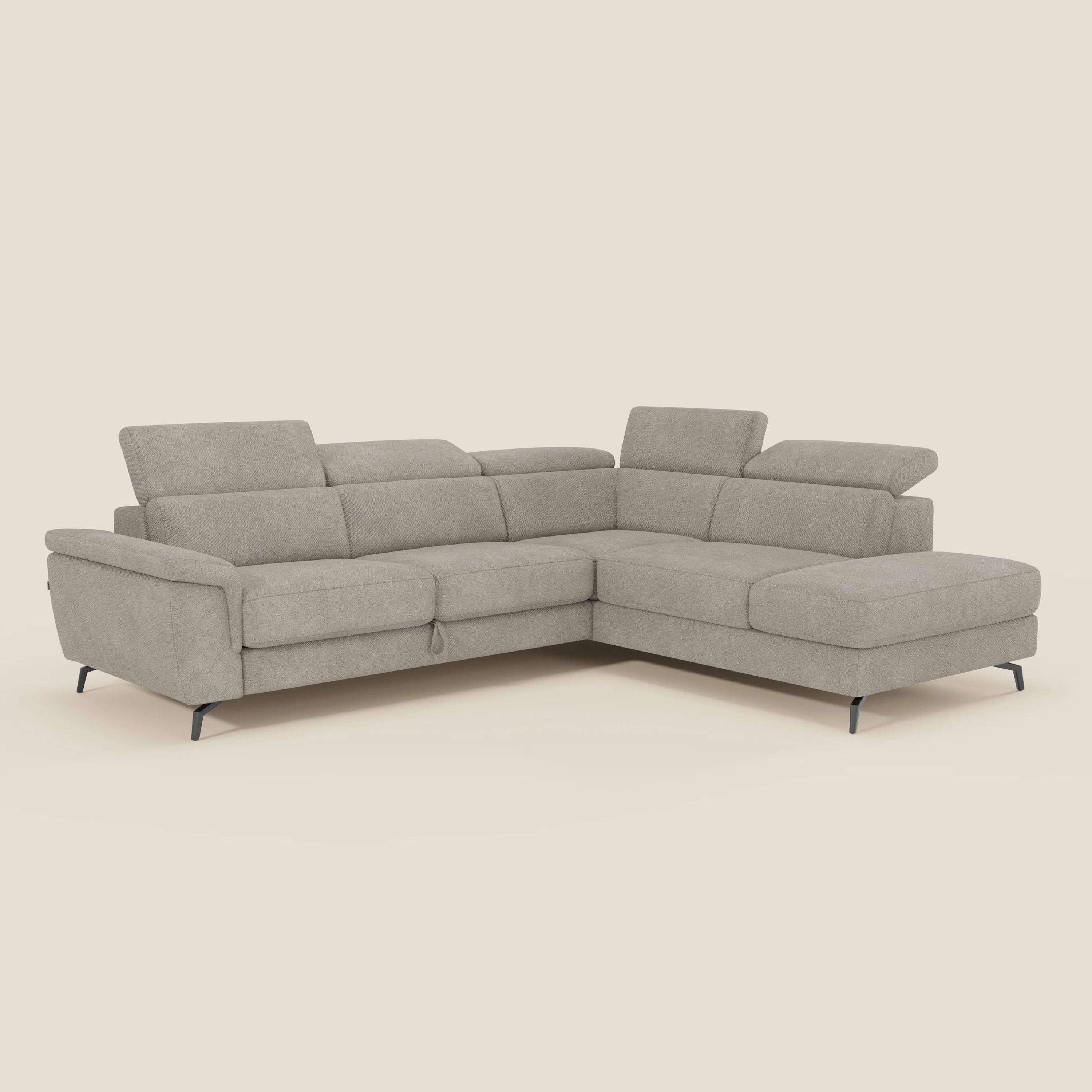 Estro Canapé d'angle extractible - têtières inclinables en tissu imperméable T14 taupe