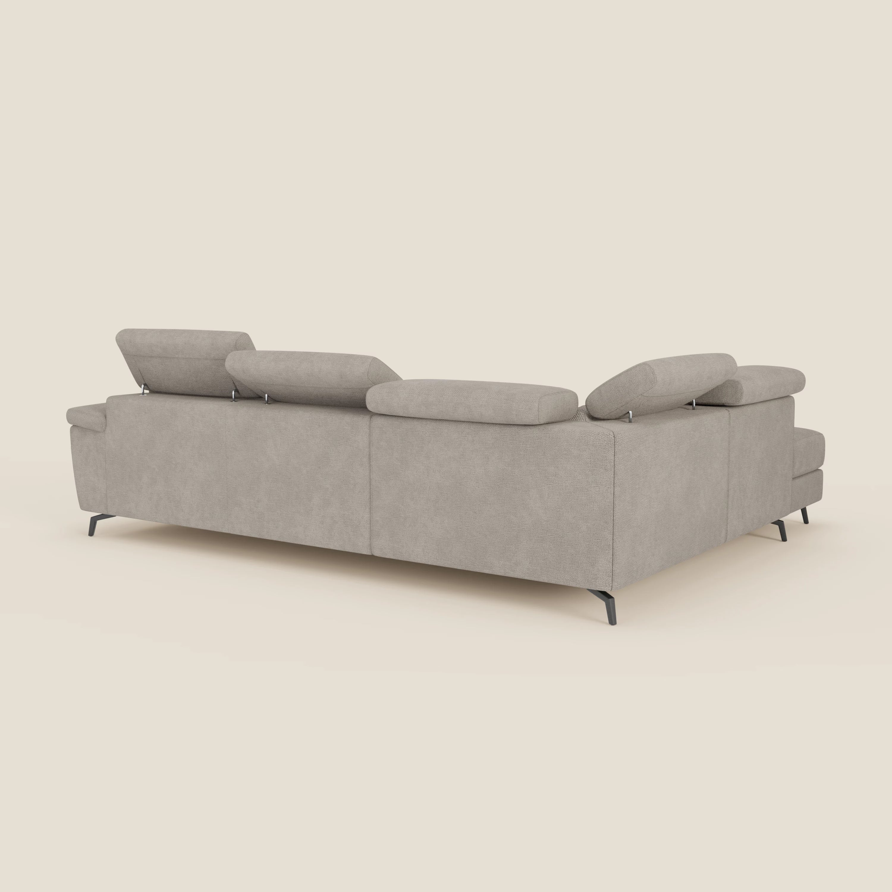Estro Canapé d'angle extractible - têtières inclinables en tissu imperméable T14 taupe