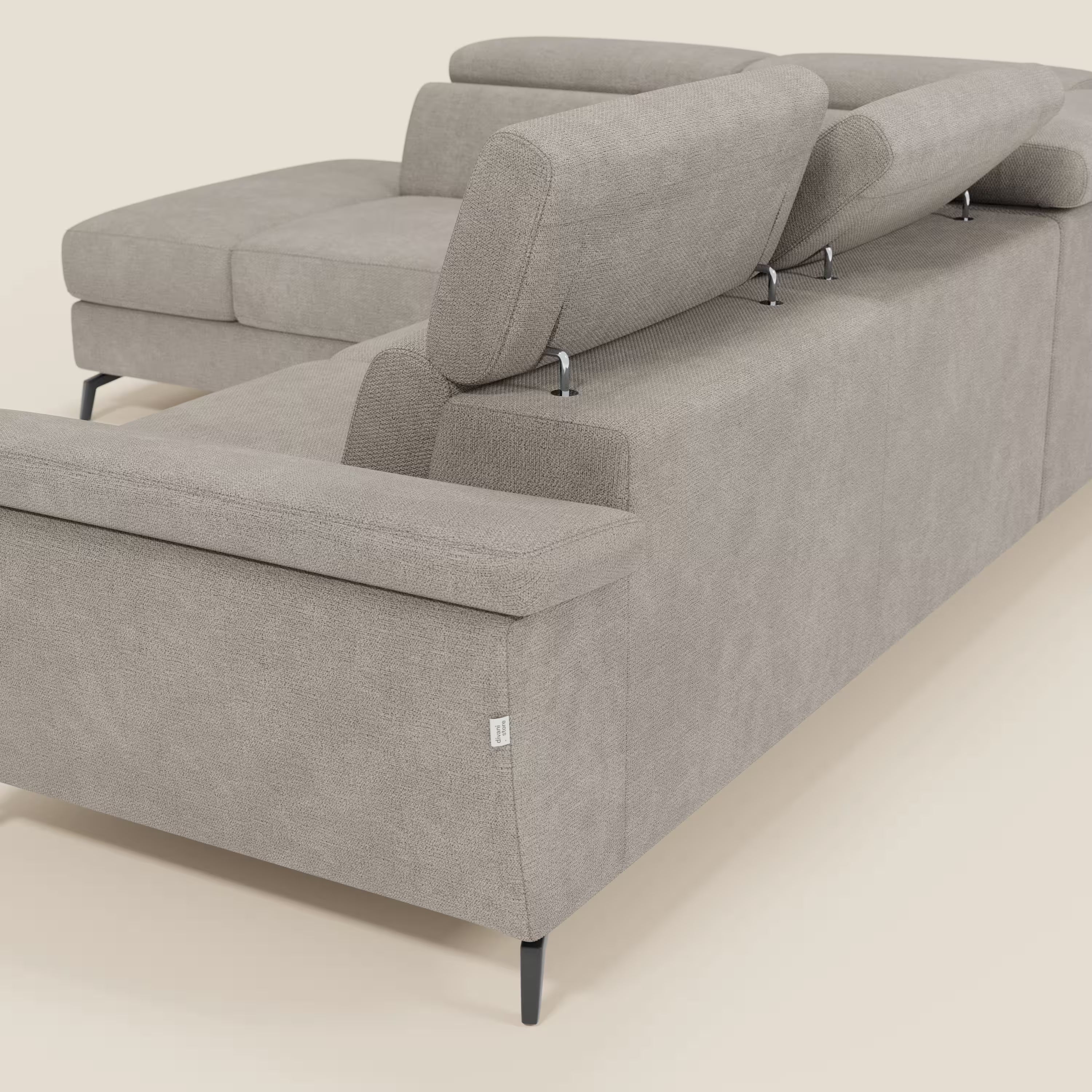 Estro Canapé d'angle extractible - têtières inclinables en tissu imperméable T14 taupe