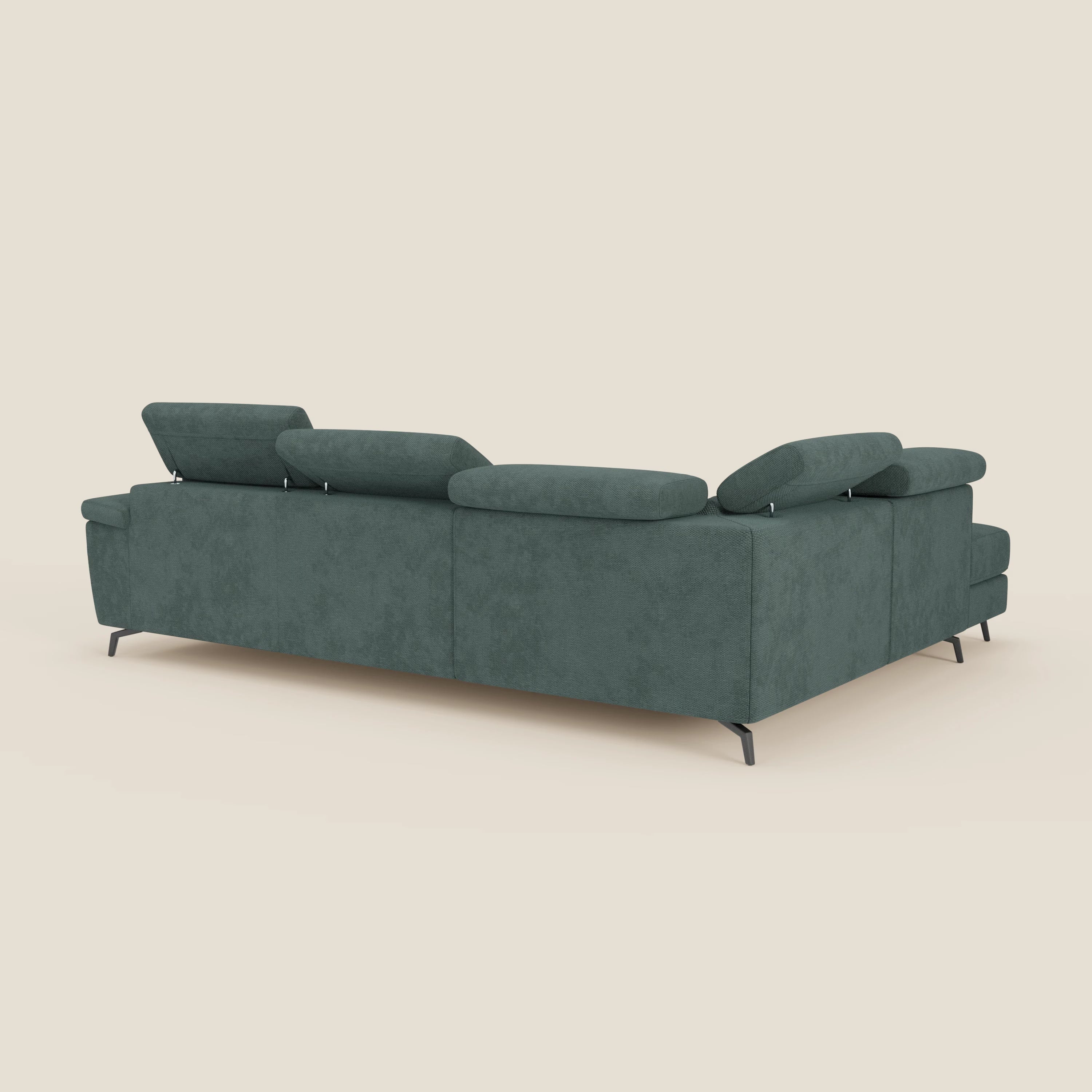 Estro Canapé d'angle extractible - têtières inclinables en tissu imperméable T14 vert