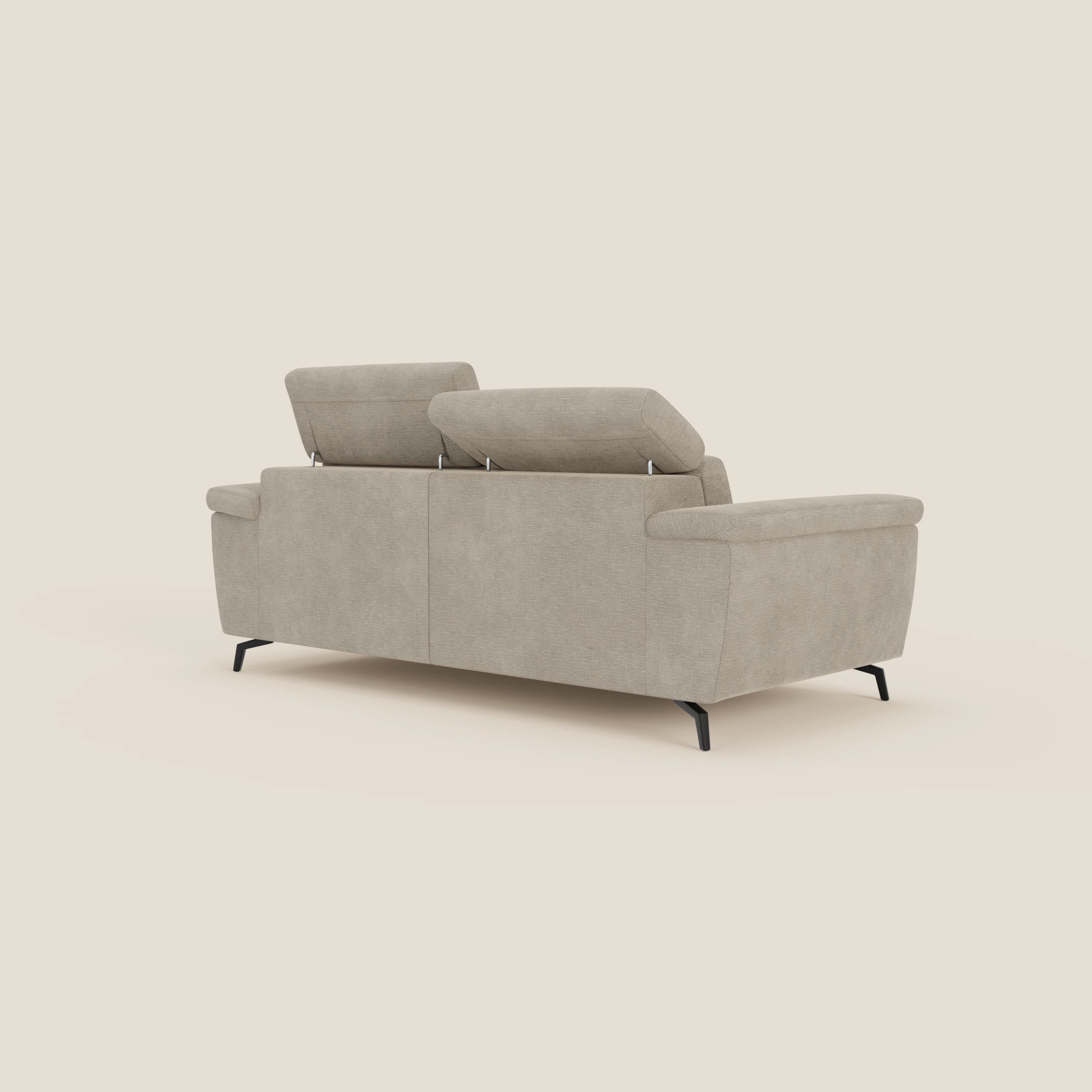 Estro Canapé 3 places avec pouf extractible - têtières inclinables en tissu imperméable T14 beige