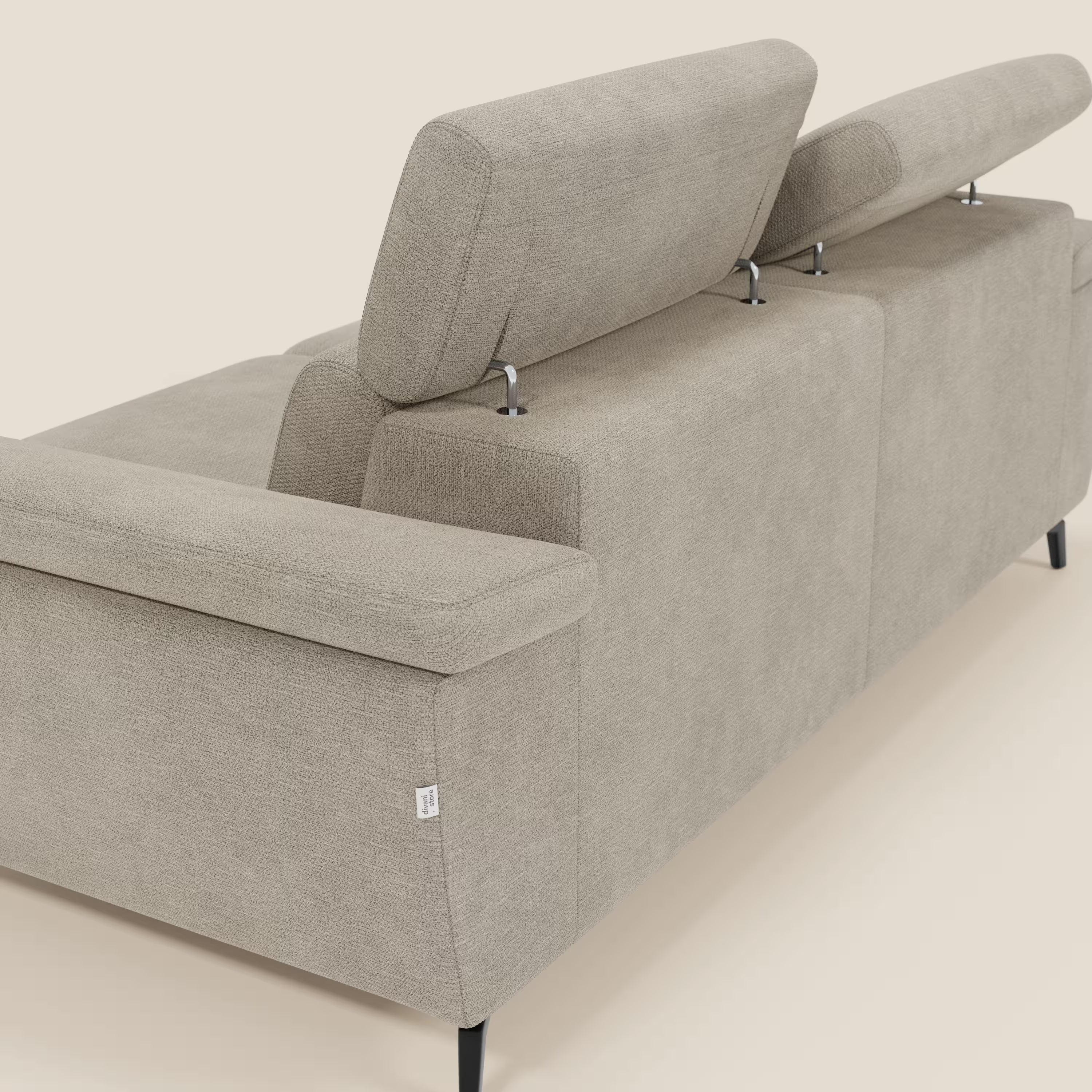 Estro Canapé 3 places avec pouf extractible - têtières inclinables en tissu imperméable T14 beige