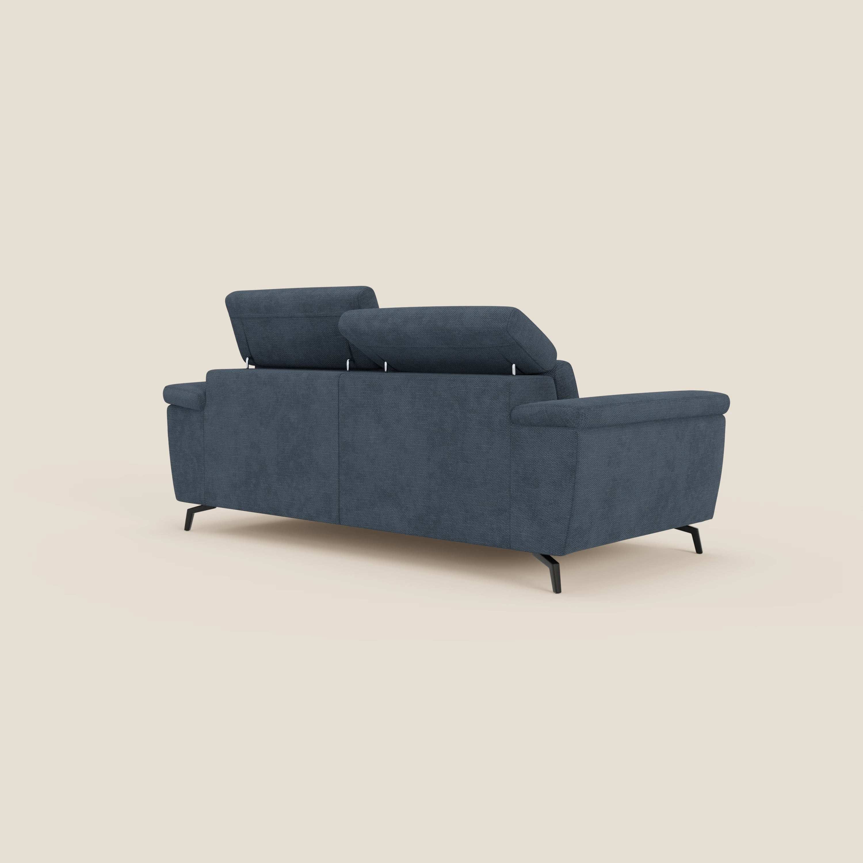 Estro Canapé 3 places avec pouf extractible - têtières inclinables en tissu imperméable T14 bleu