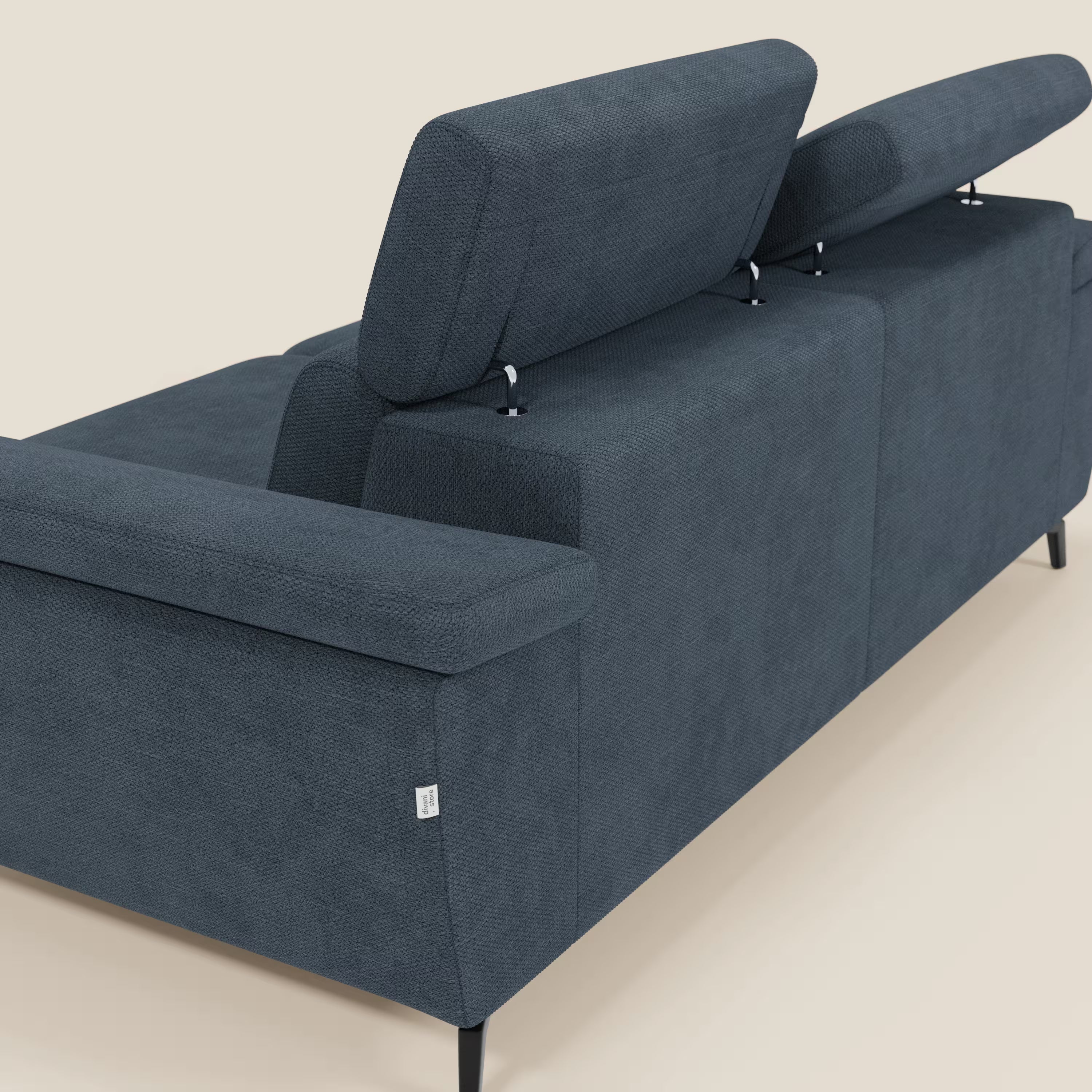Estro Canapé 3 places avec pouf extractible - têtières inclinables en tissu imperméable T14 bleu