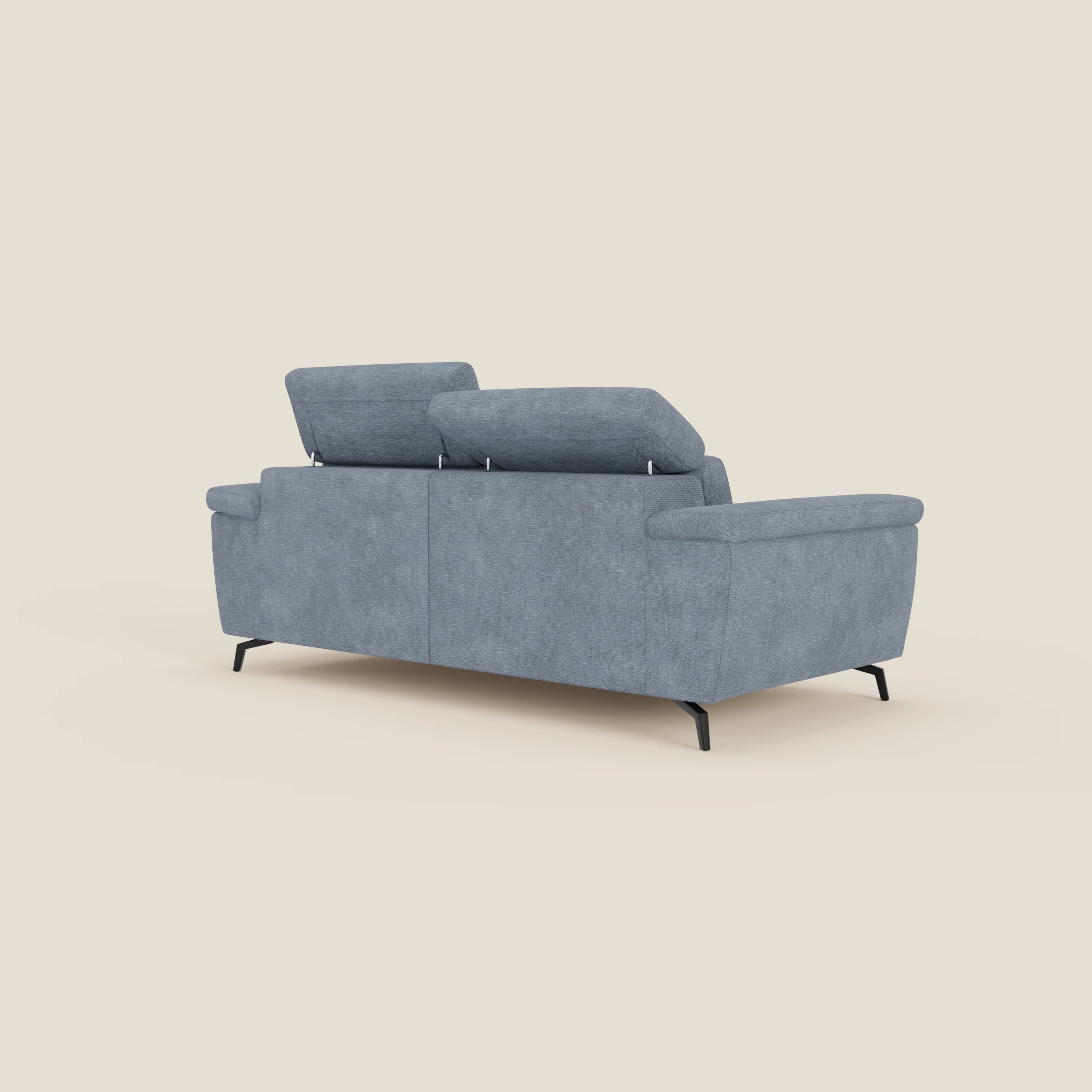 Estro Canapé 3 places avec pouf extractible - têtières inclinables en tissu imperméable T14 bleu pastel