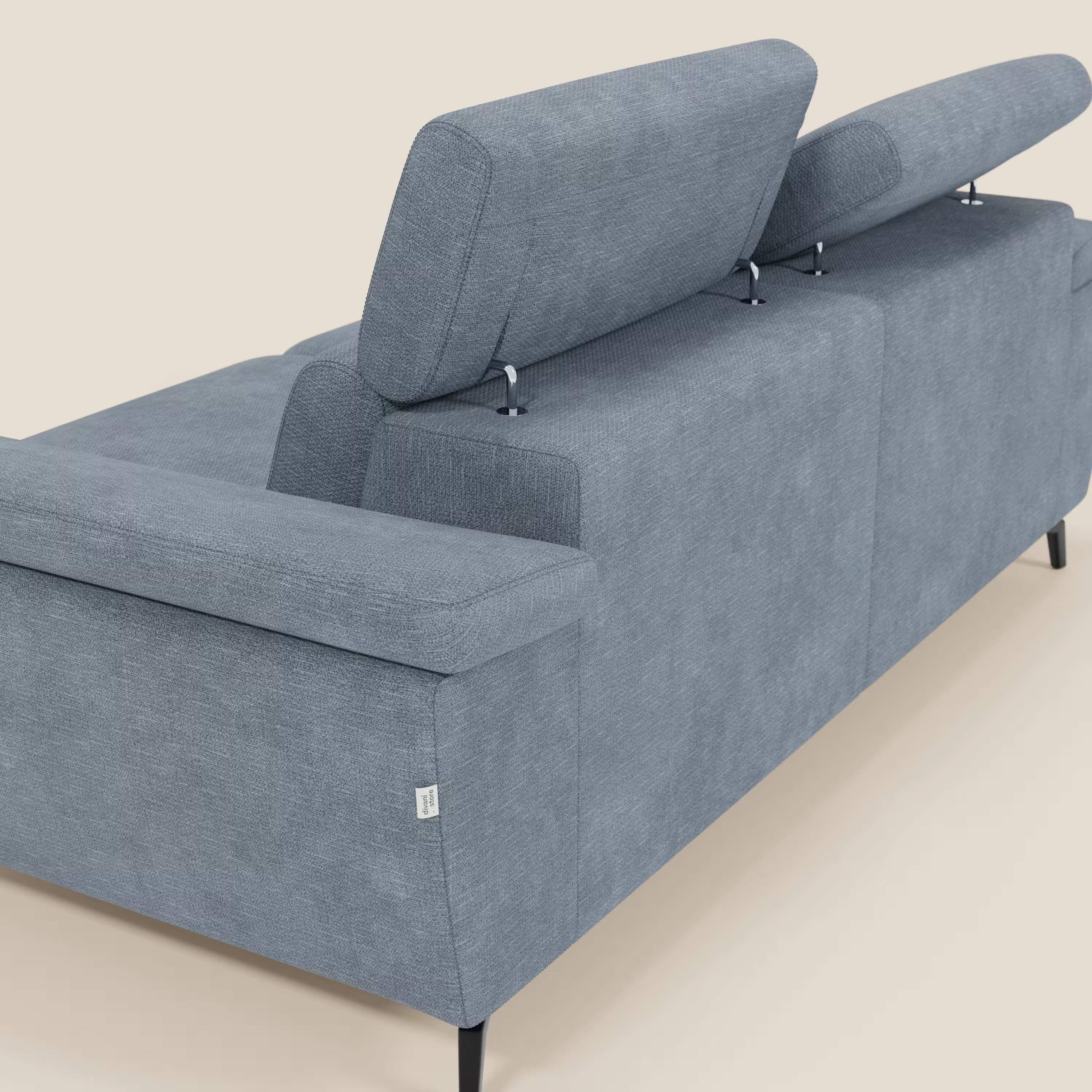 Estro Canapé 3 places avec pouf extractible - têtières inclinables en tissu imperméable T14 bleu pastel