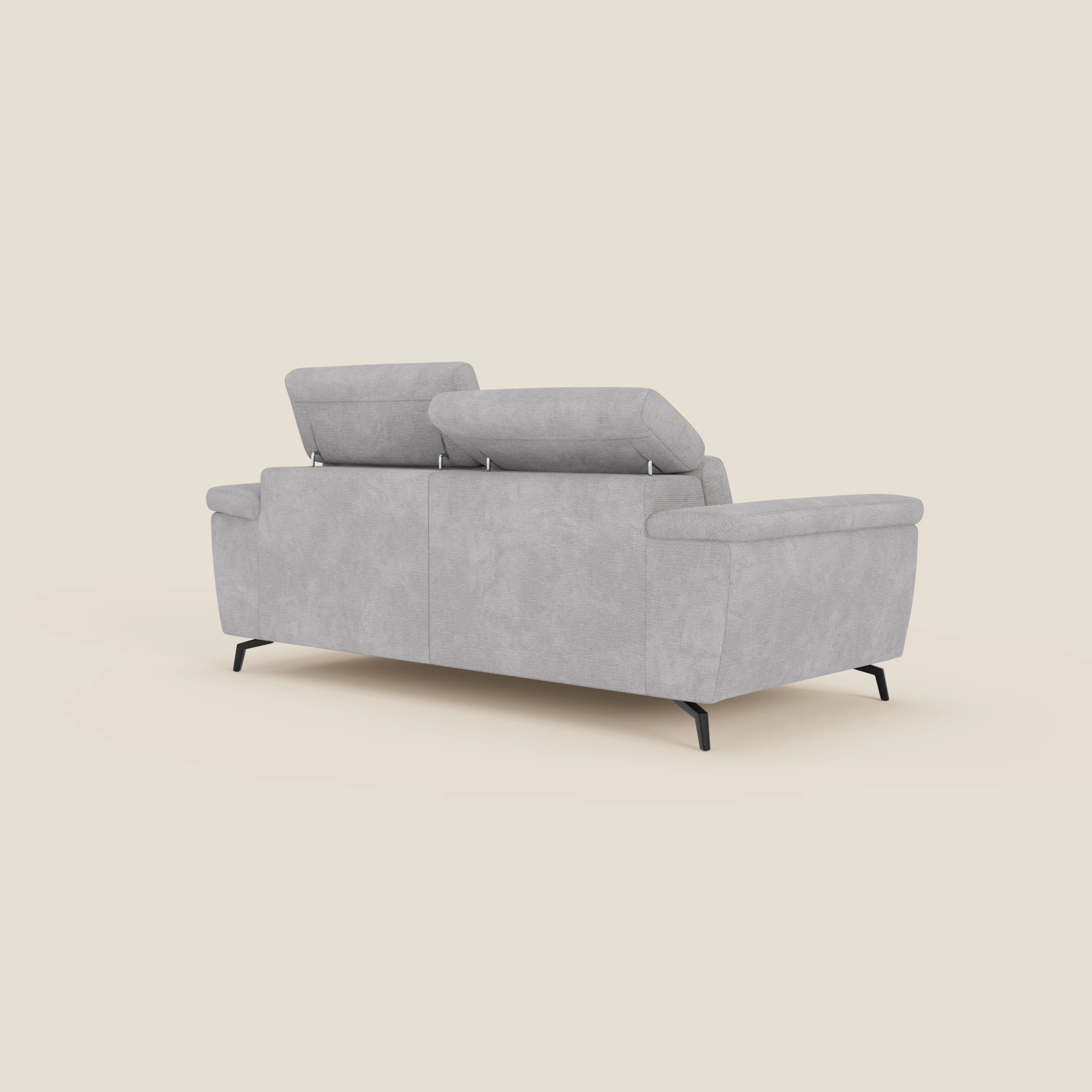 Estro Canapé 3 places avec pouf extractible - têtières inclinables en tissu imperméable T14 gris clair