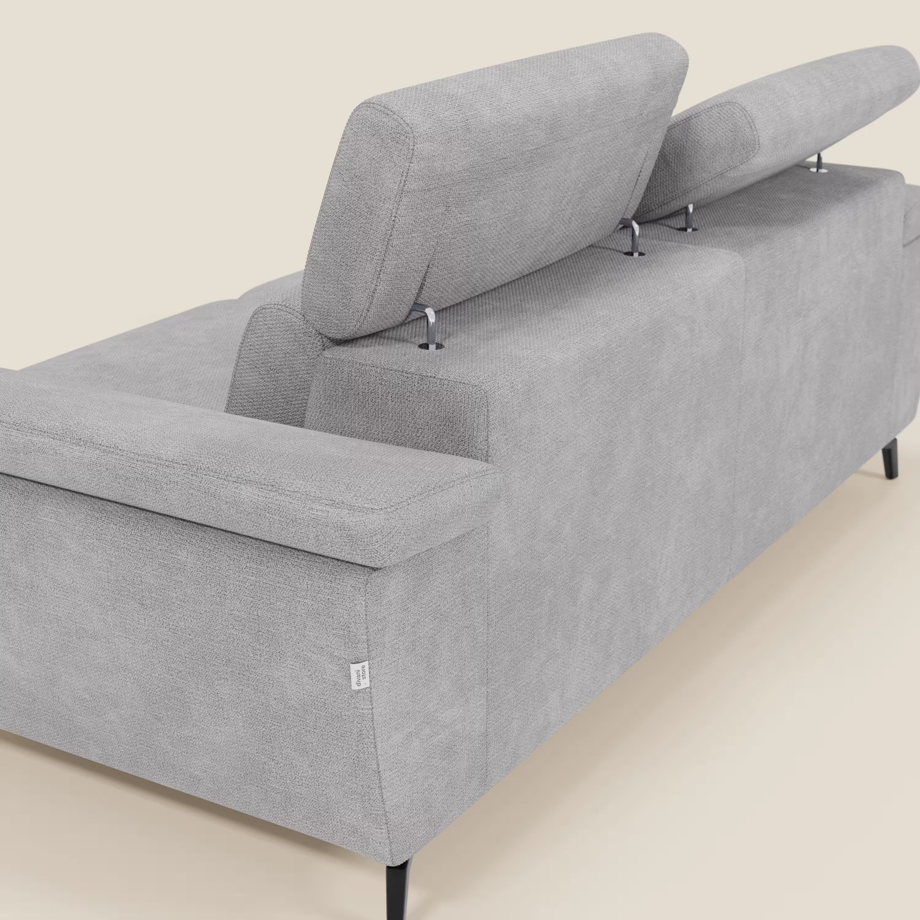 Estro Canapé 3 places avec pouf extractible - têtières inclinables en tissu imperméable T14 gris clair