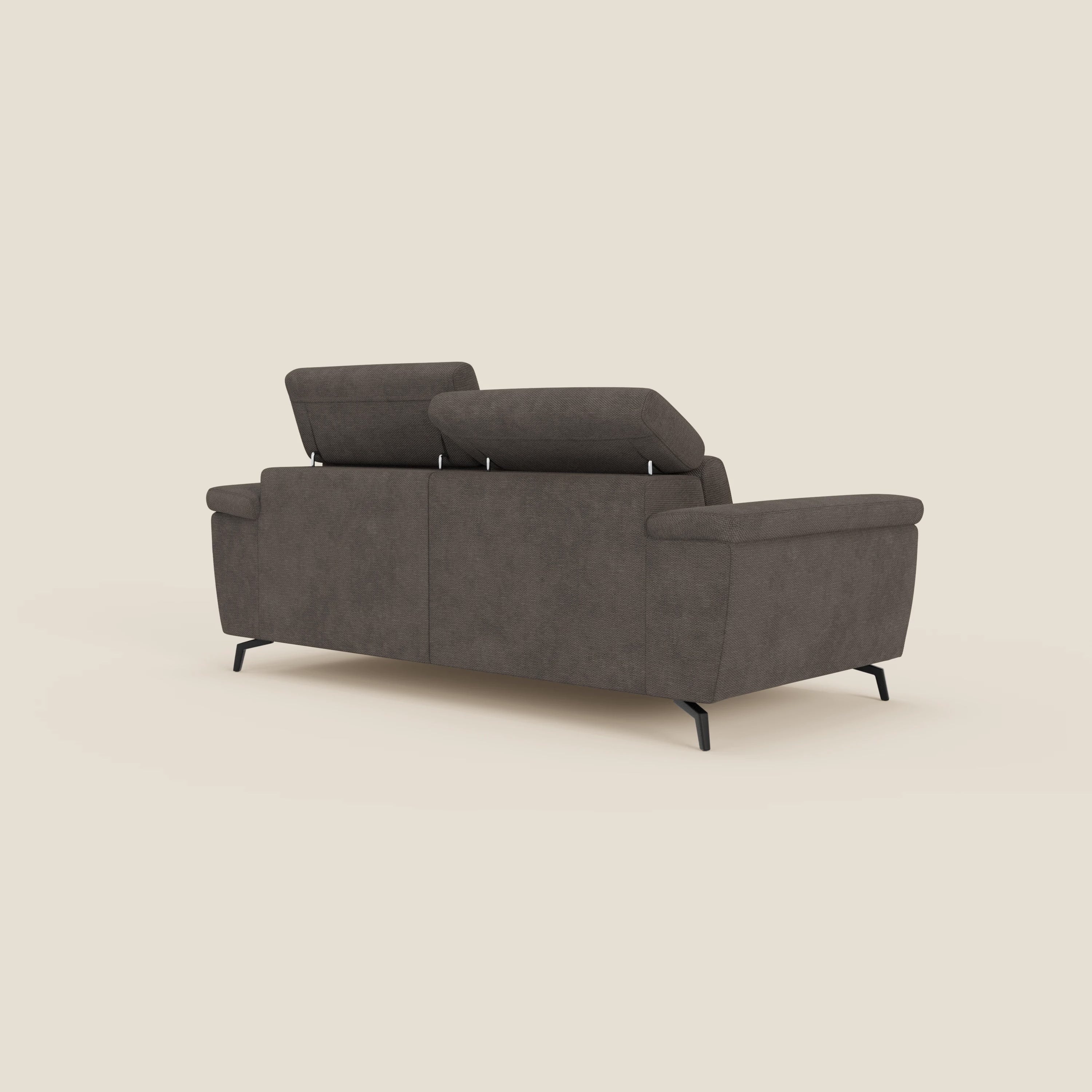 Estro Canapé 3 places avec pouf extractible - têtières inclinables en tissu imperméable T14 marron