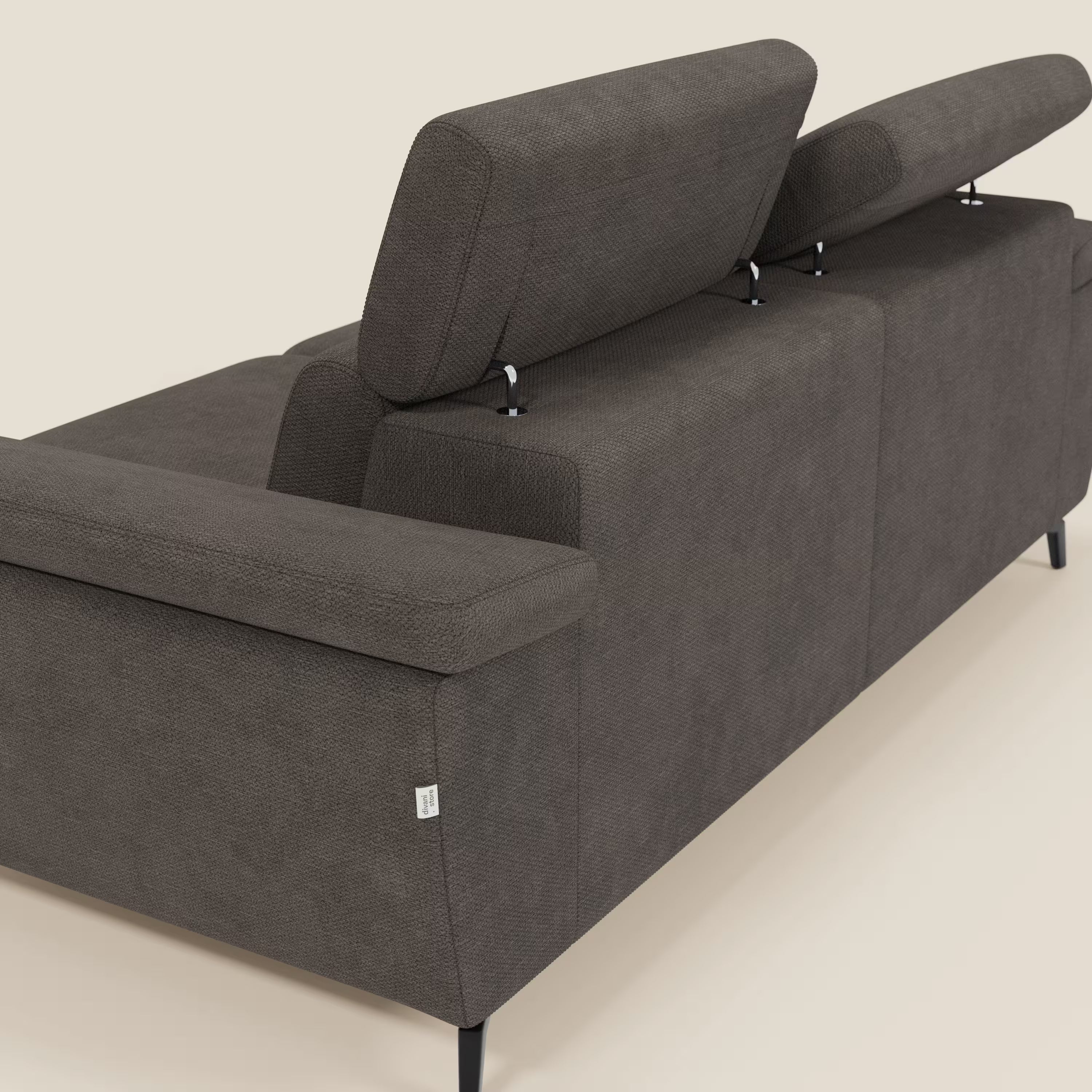 Estro Canapé 3 places avec pouf extractible - têtières inclinables en tissu imperméable T14 marron