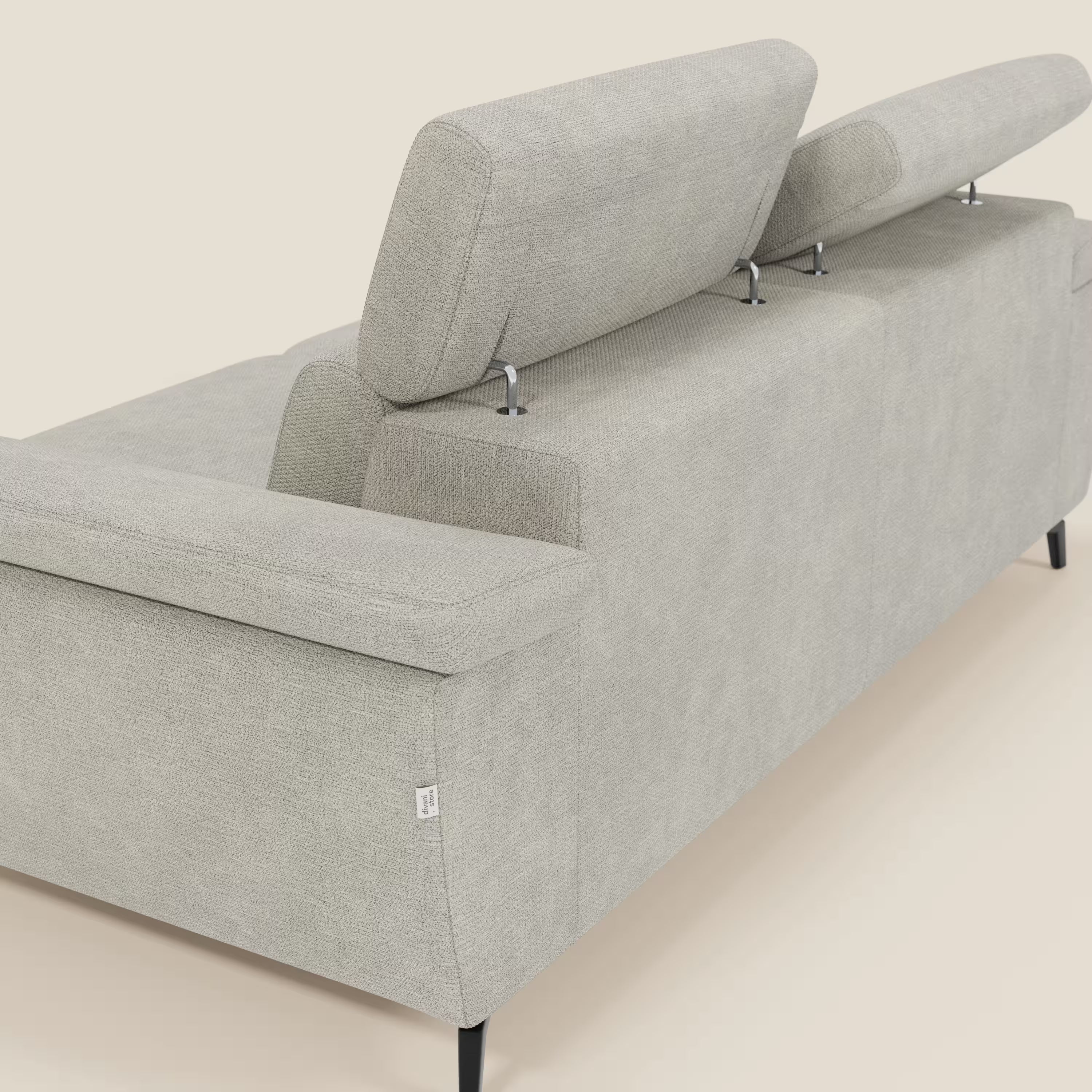 Estro Canapé 3 places avec pouf extractible - têtières inclinables en tissu imperméable T14 crème