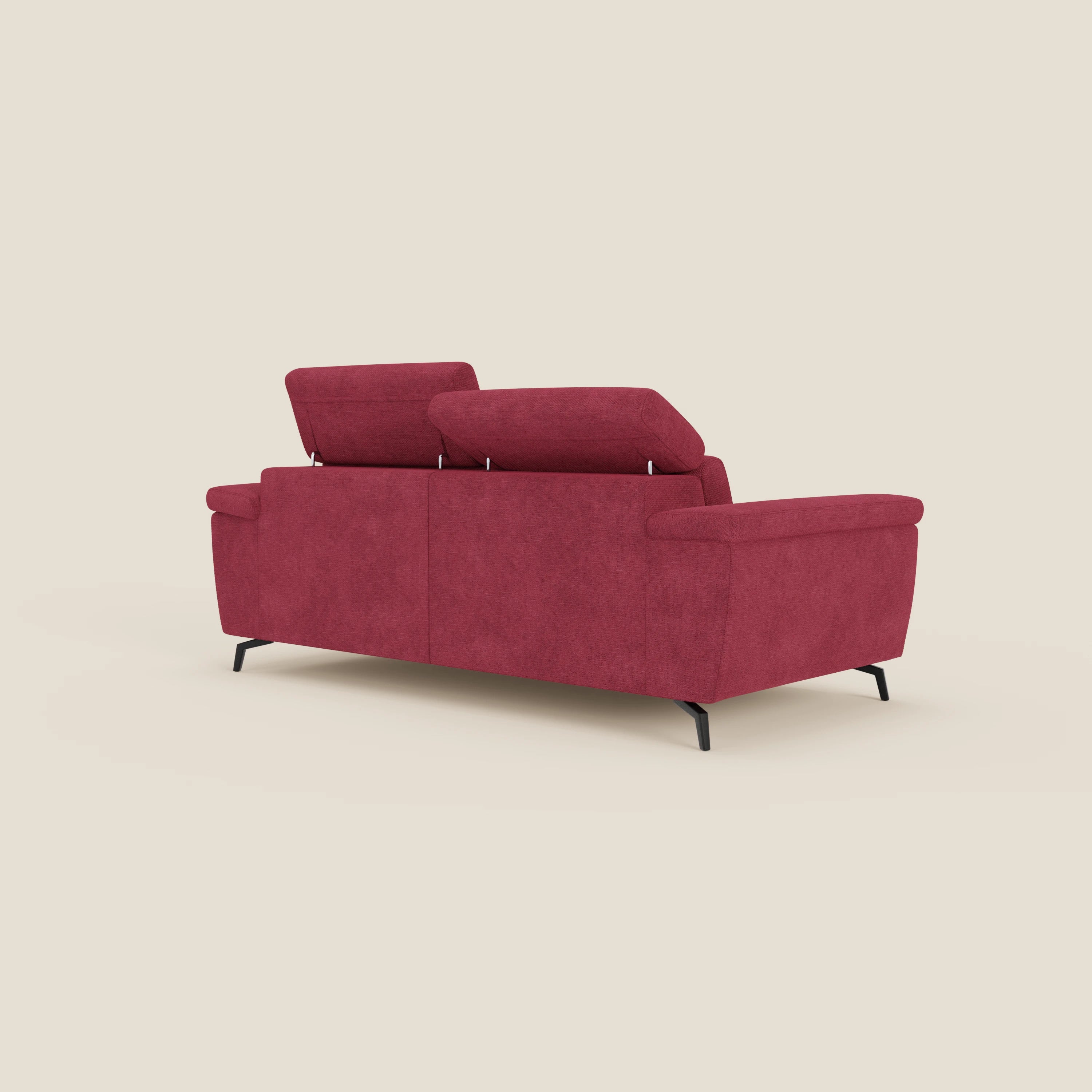 Estro Canapé 3 places avec pouf extractible - têtières inclinables en tissu imperméable T14 rouge