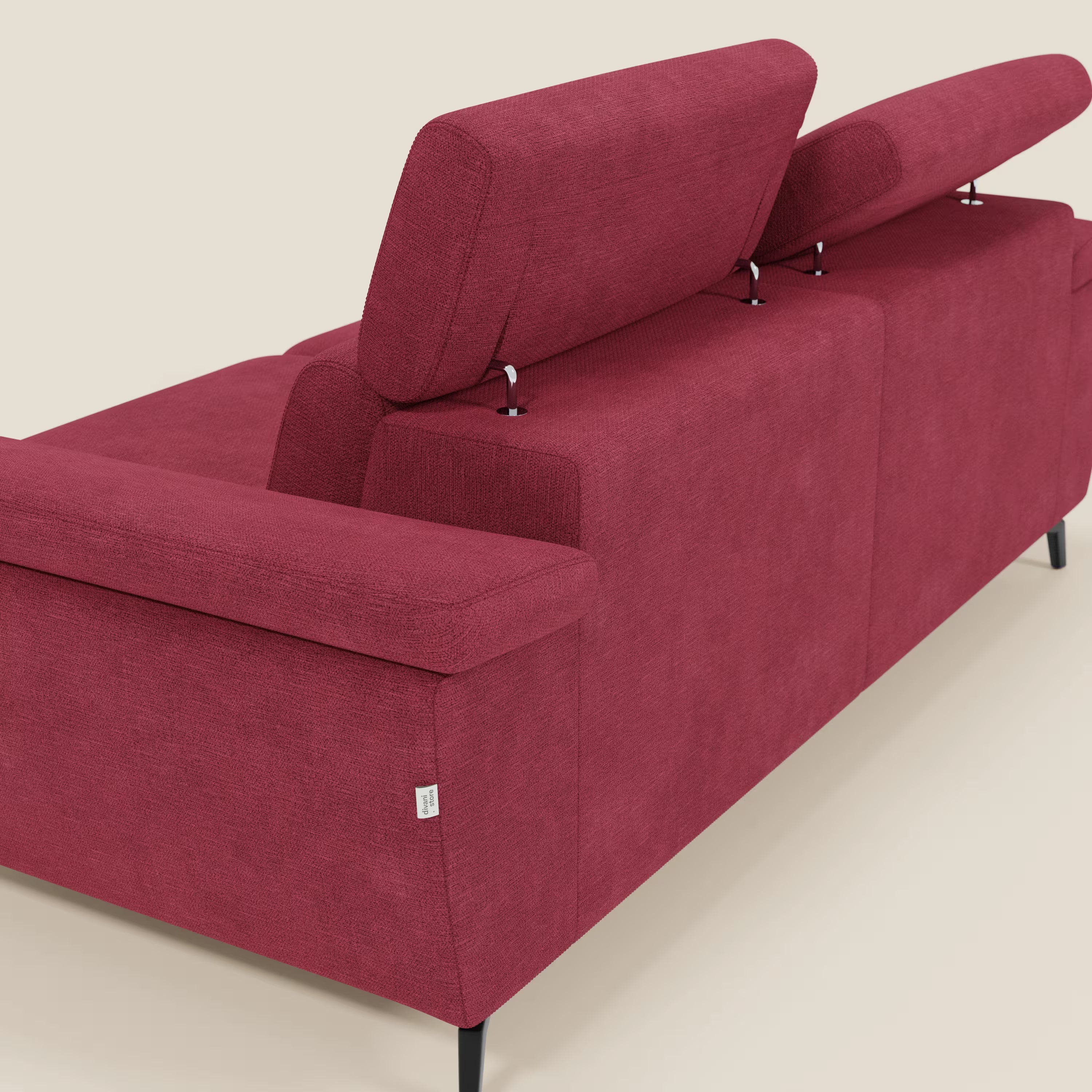 Estro Canapé 3 places avec pouf extractible - têtières inclinables en tissu imperméable T14 rouge