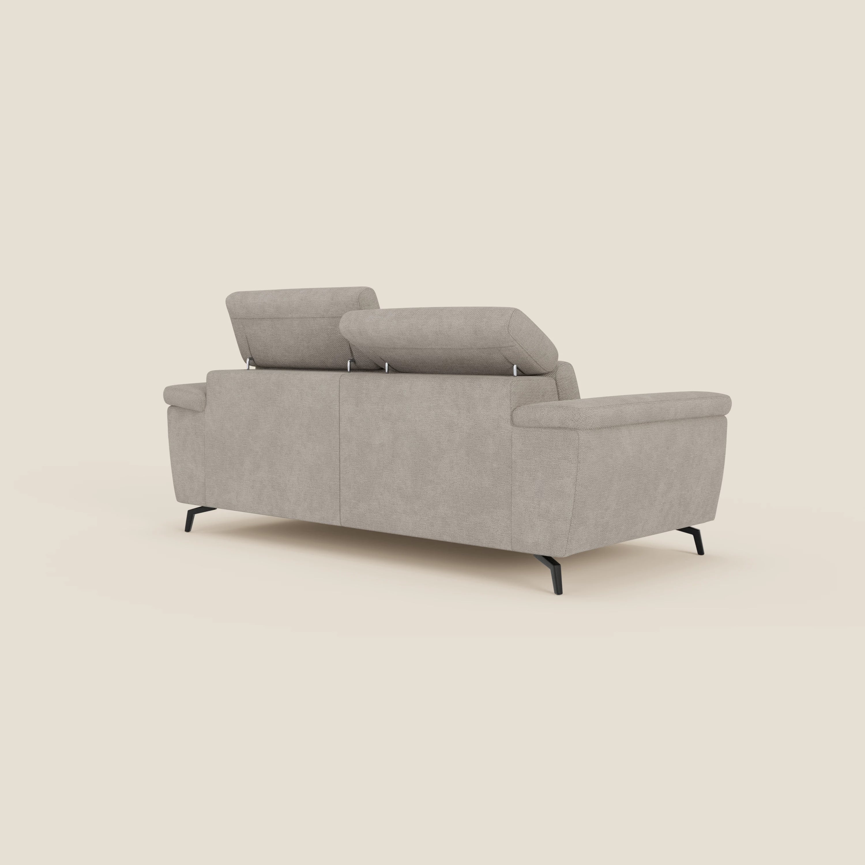 Estro Canapé 3 places avec pouf extractible - têtières inclinables en tissu imperméable T14 taupe