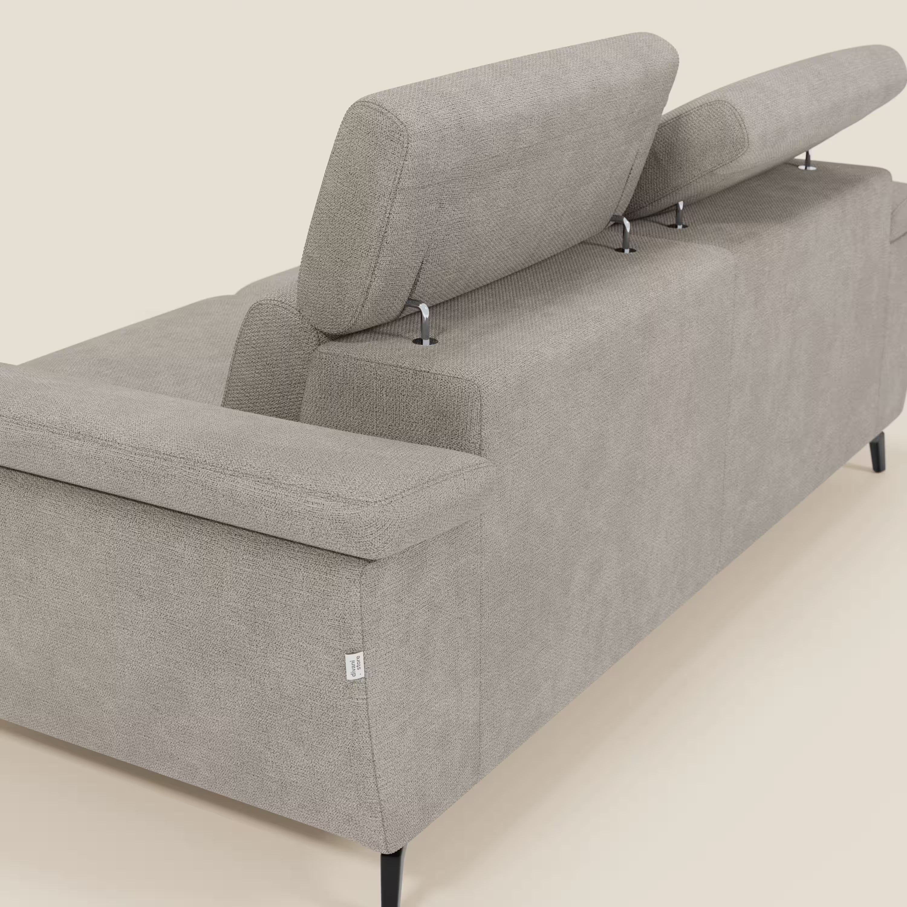 Estro Canapé 3 places avec pouf extractible - têtières inclinables en tissu imperméable T14 taupe