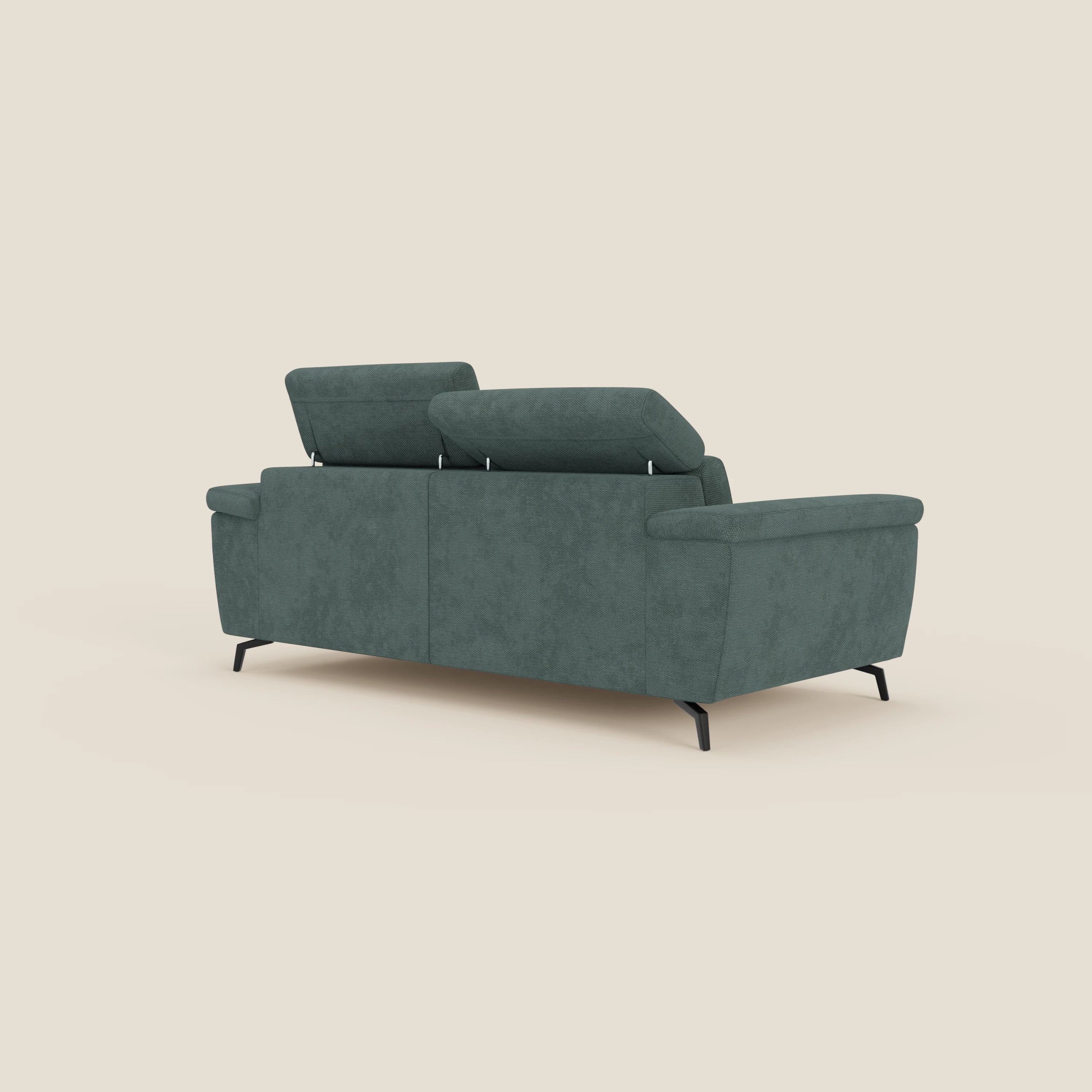 Estro Canapé 3 places avec pouf extractible - têtières inclinables en tissu imperméable T14 vert