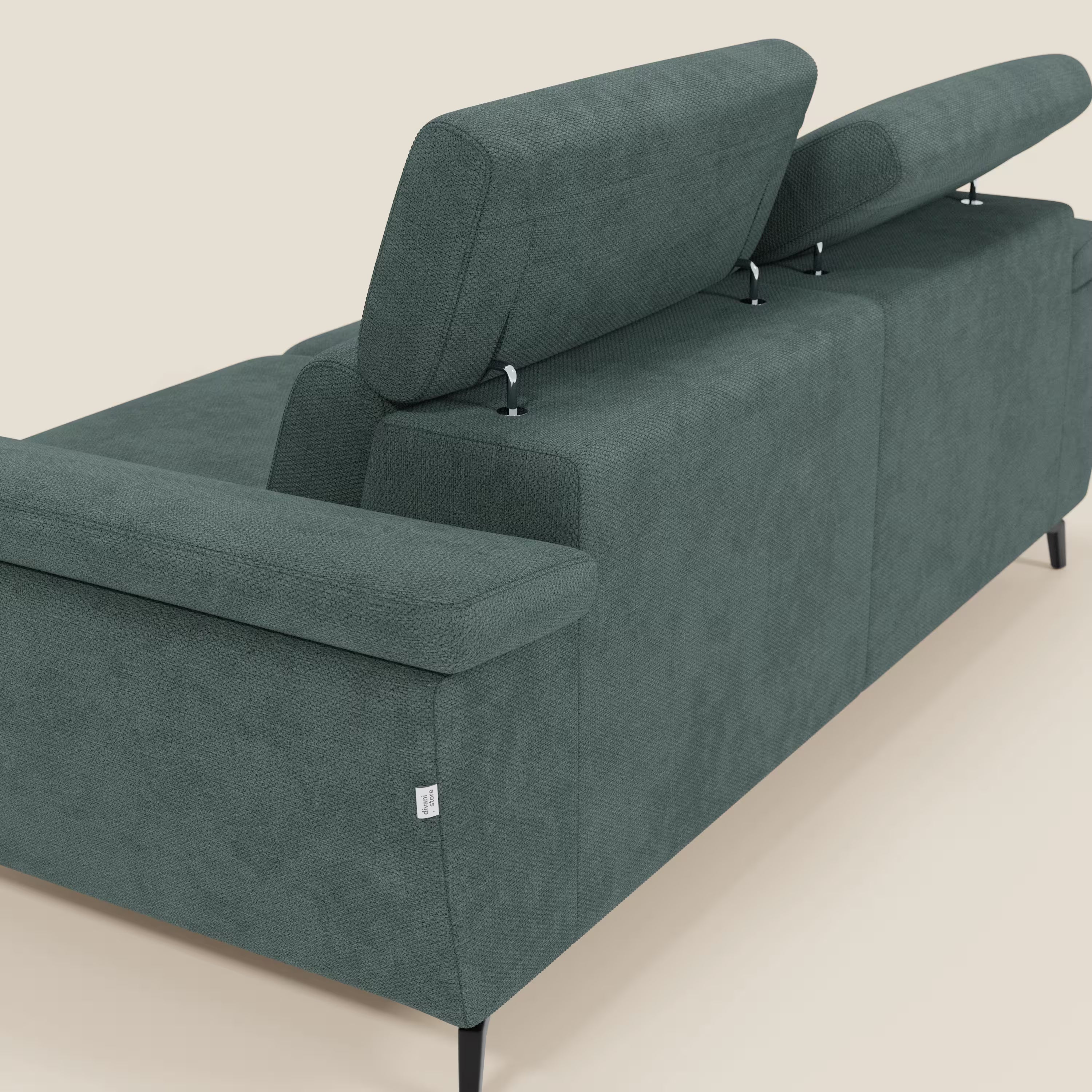 Estro Canapé 3 places avec pouf extractible - têtières inclinables en tissu imperméable T14 vert