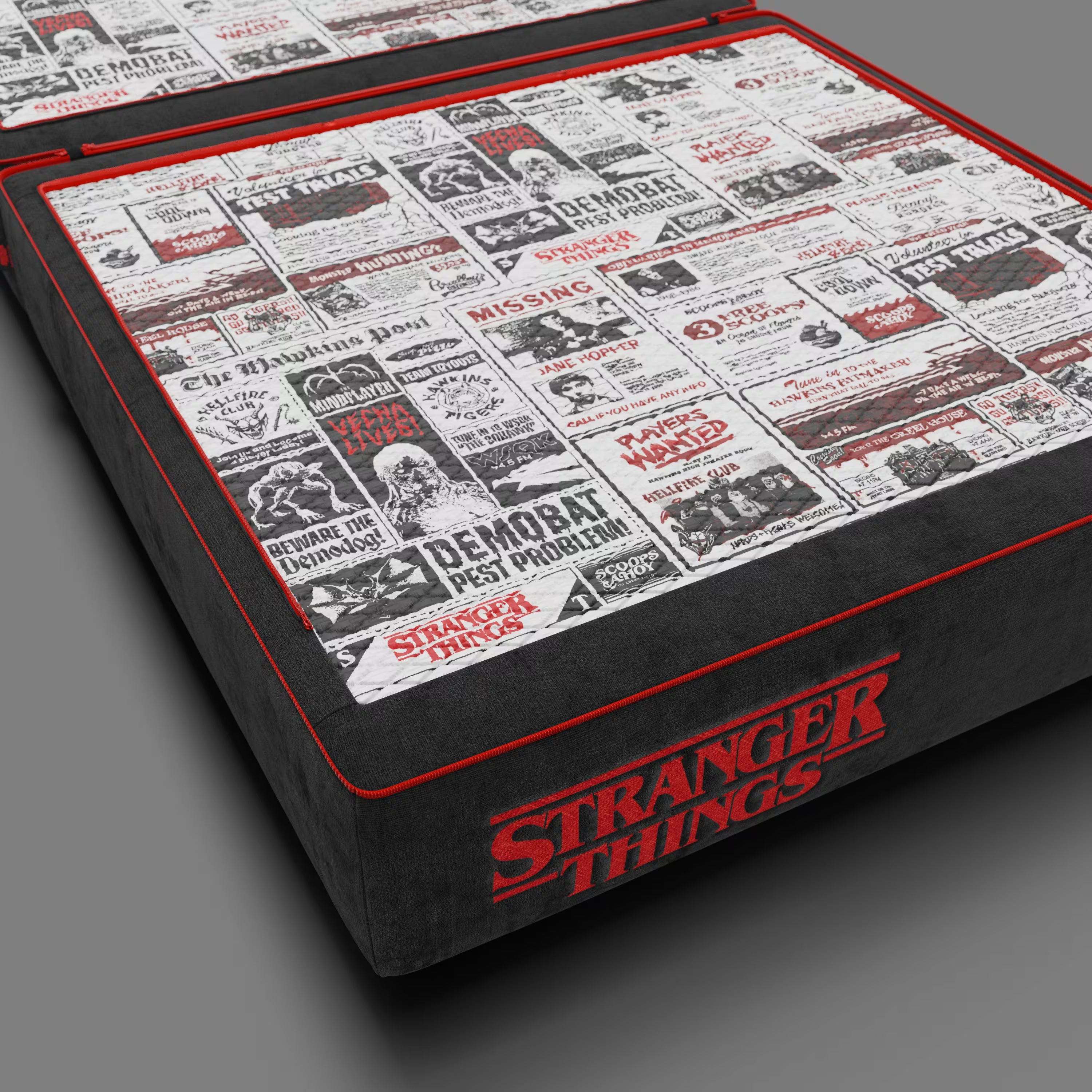 Rift fauteuil-lit Édition STRANGER THINGS avec matelas de 22 cm d'épaisseur et mousse à mémoire de forme - tissu détachable Anthracite