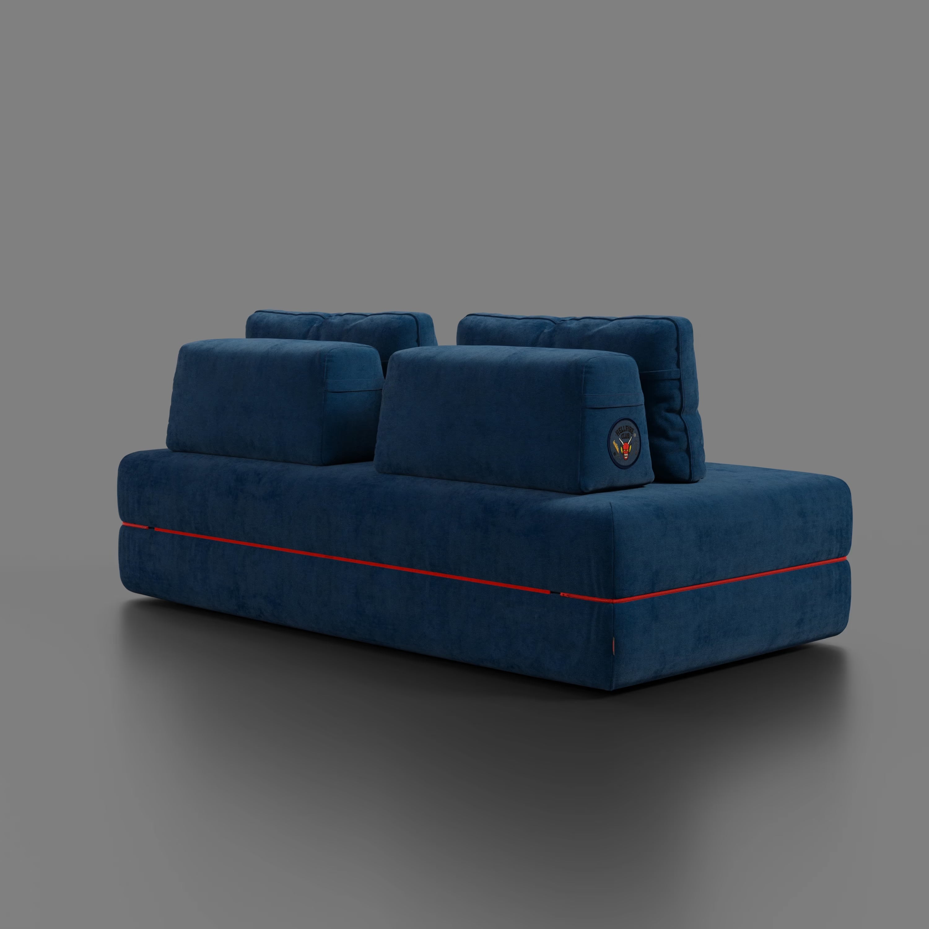 Rift Canapé-lit double Édition STRANGER THINGS 2 places et 3 places avec dossiers amovibles - matelas de 22 cm d'épaisseur en mousse à mémoire de forme en tissu détachable Bleu