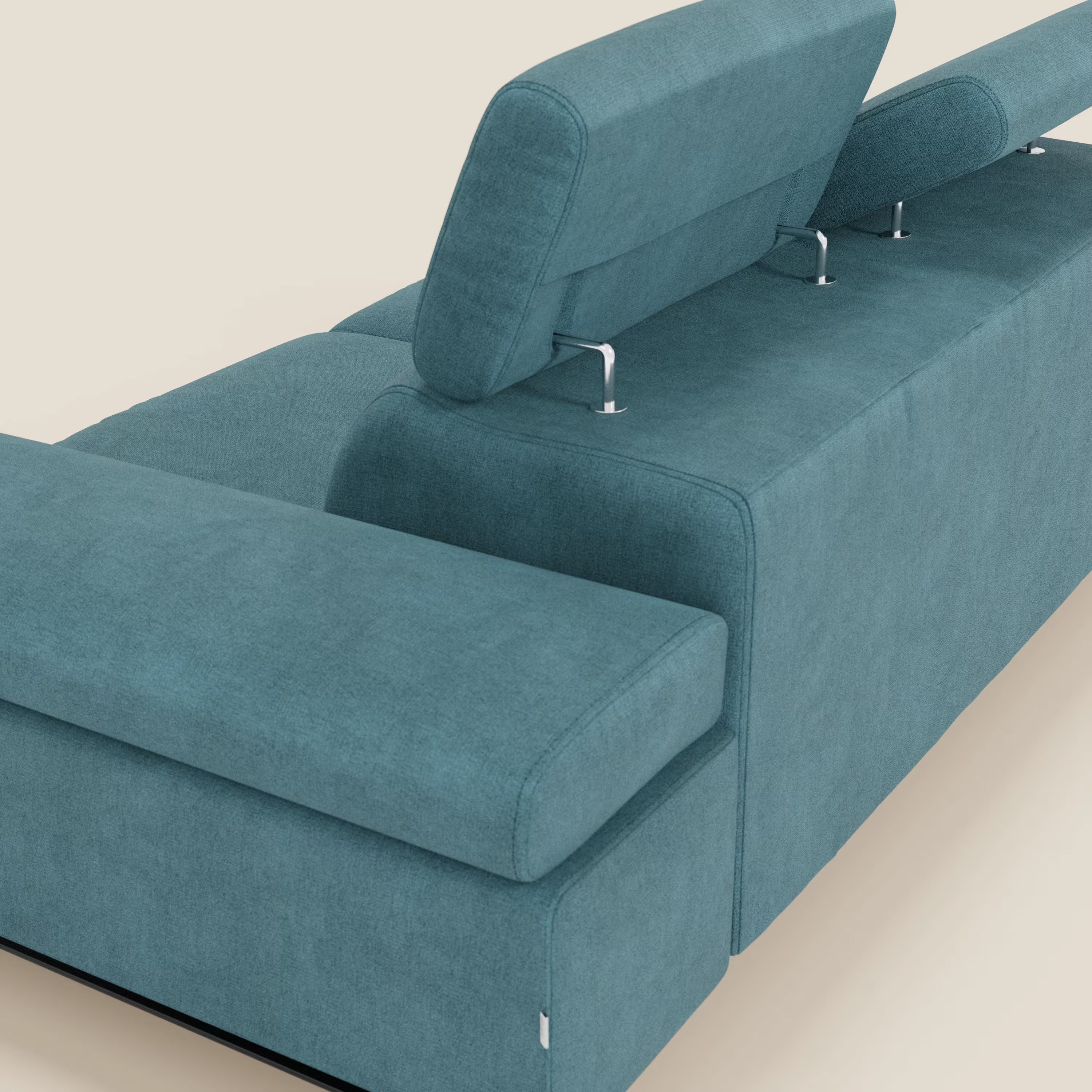 Zayana Canapé 3 places avec élément extractible - accoudoirs et têtières réglables en tissu imperméable T02 bleu ciel