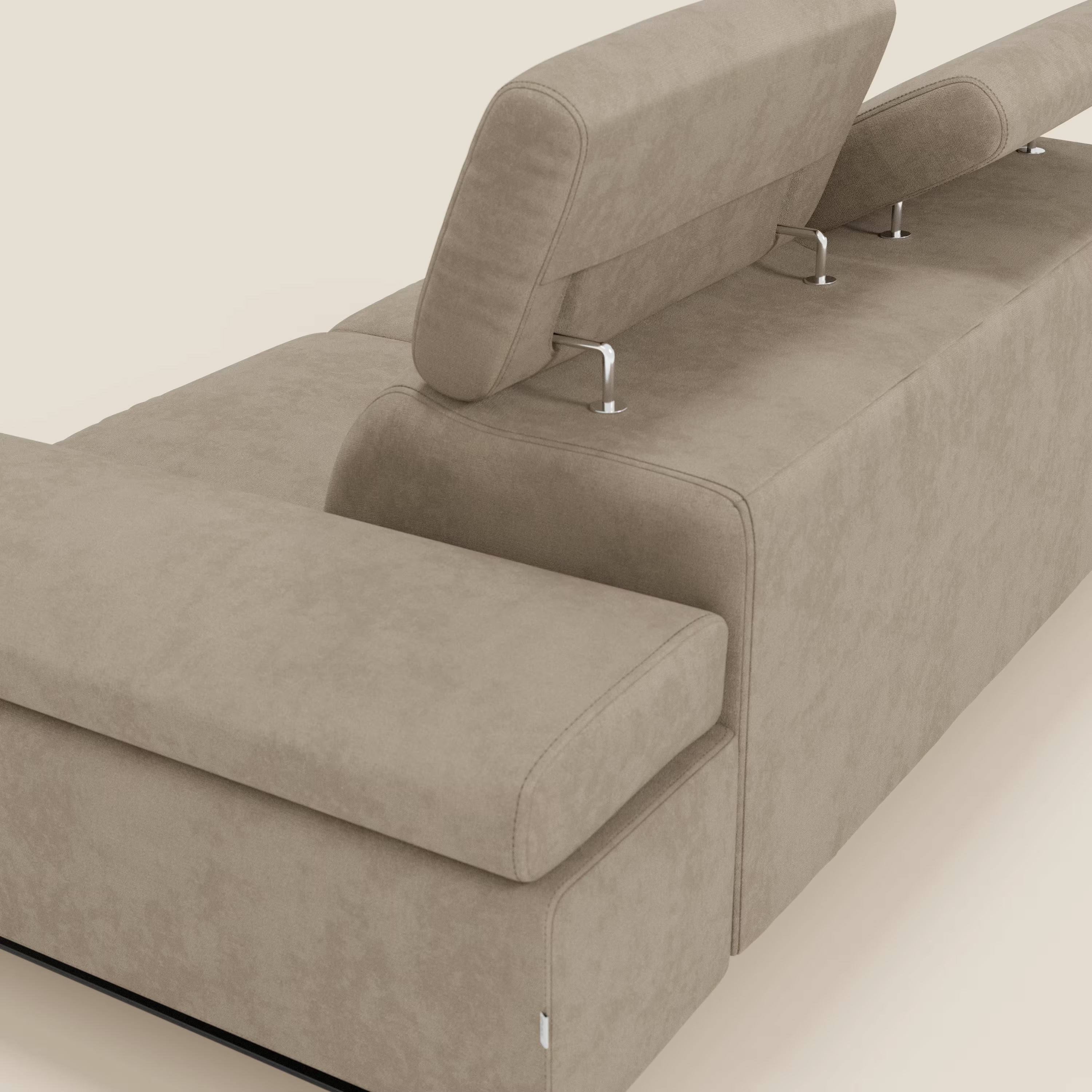 Zayana Canapé 3 places avec élément extractible - accoudoirs et têtières réglables en tissu imperméable T02 beige