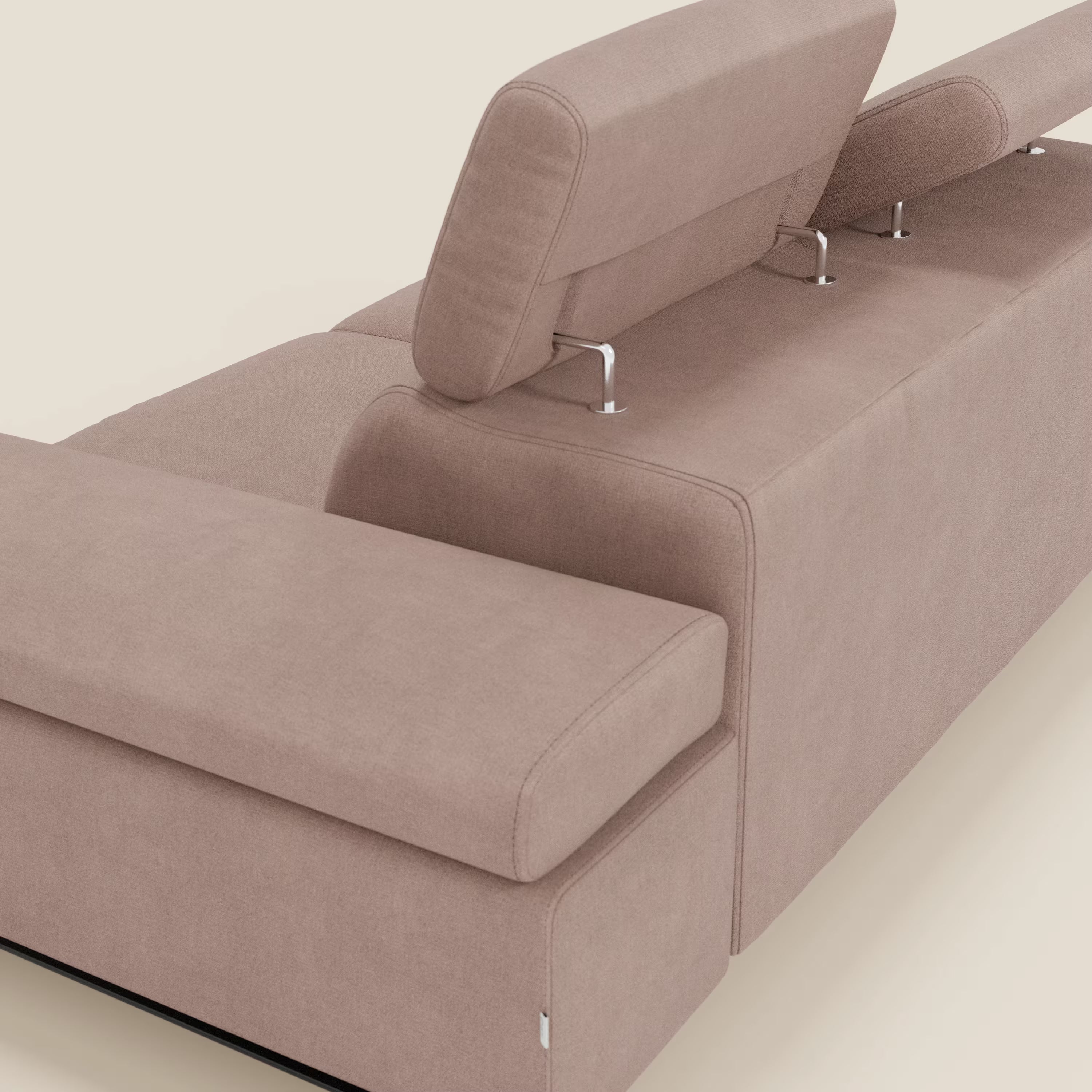 Zayana Canapé 3 places avec élément extractible - accoudoirs et têtières réglables en tissu imperméable T02 rose