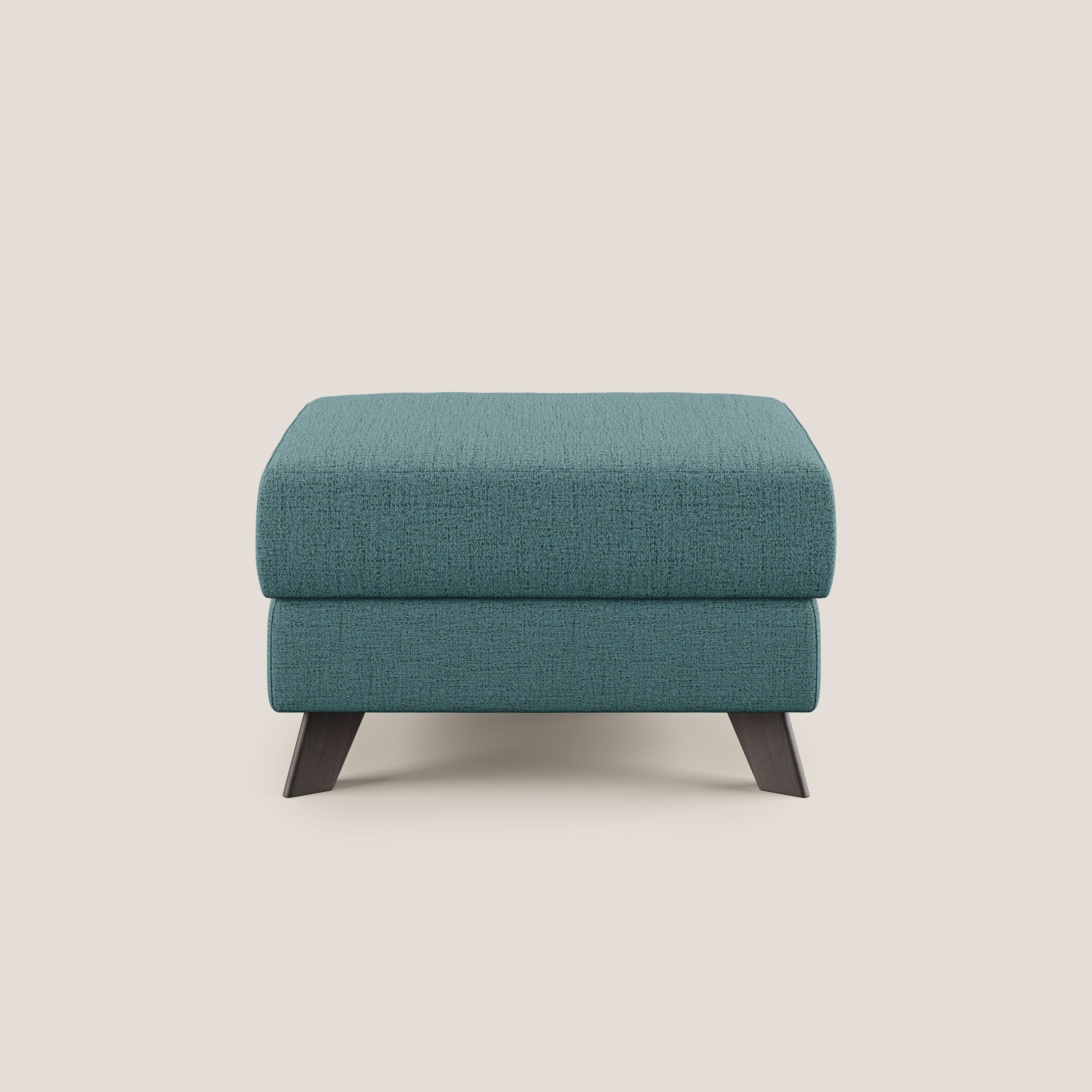 Moon Pouf contenitore e piedini alti in tessuto morbido impermeabile fiammato T03 azzurro - divani.store