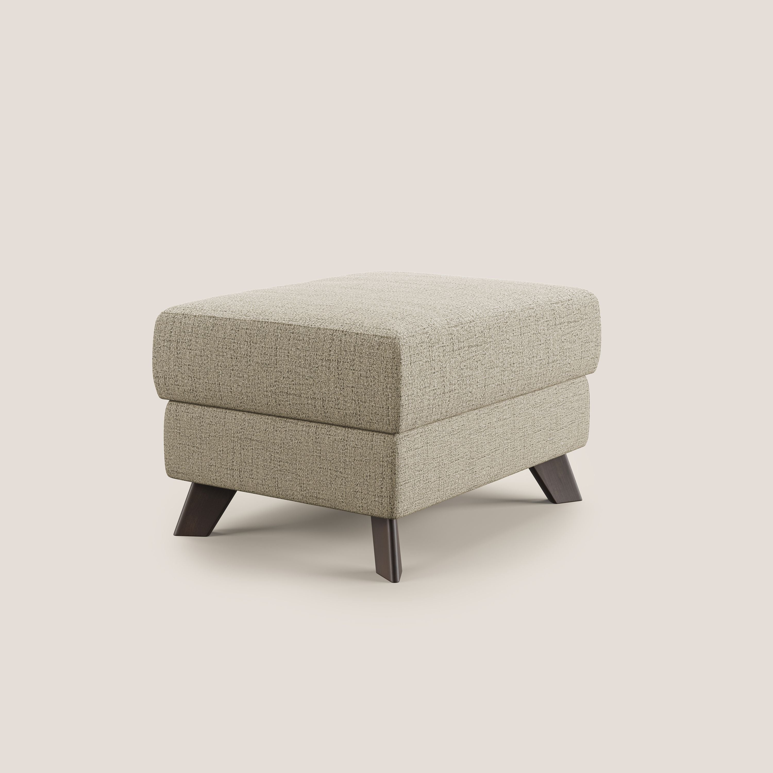 Moon Pouf contenitore e piedini alti in tessuto morbido impermeabile fiammato T03 beige - divani.store