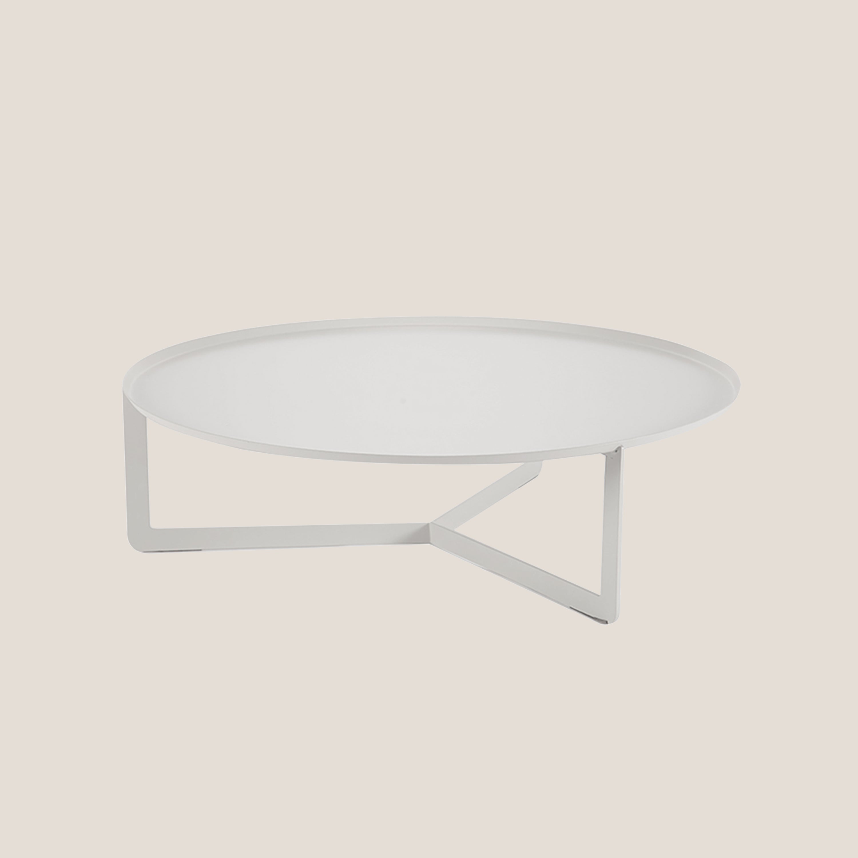 Round tavolino basso rotondo da salotto in metallo h23 cm bianco - divani.store