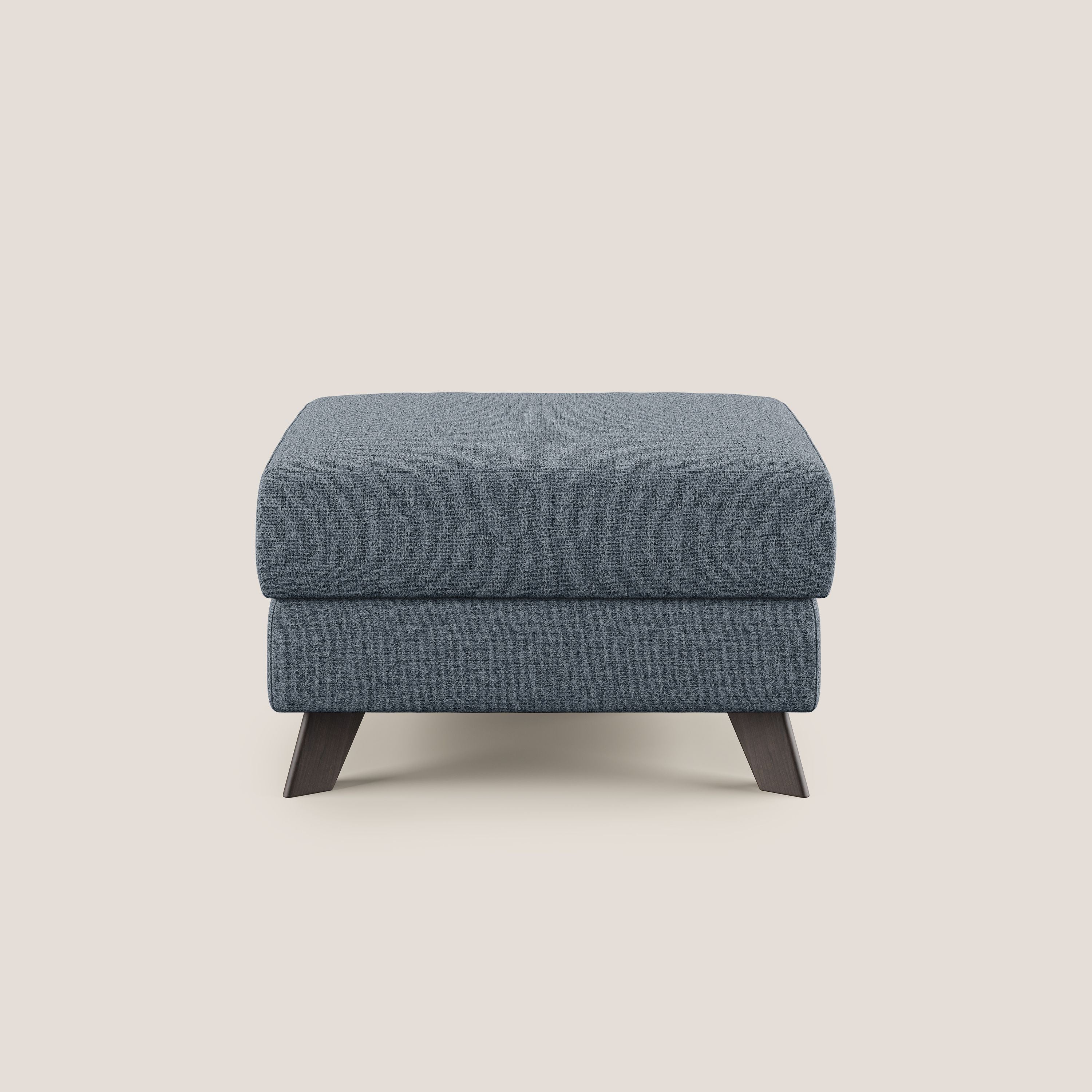 Moon Pouf contenitore e piedini alti in tessuto morbido impermeabile fiammato T03 blu - divani.store