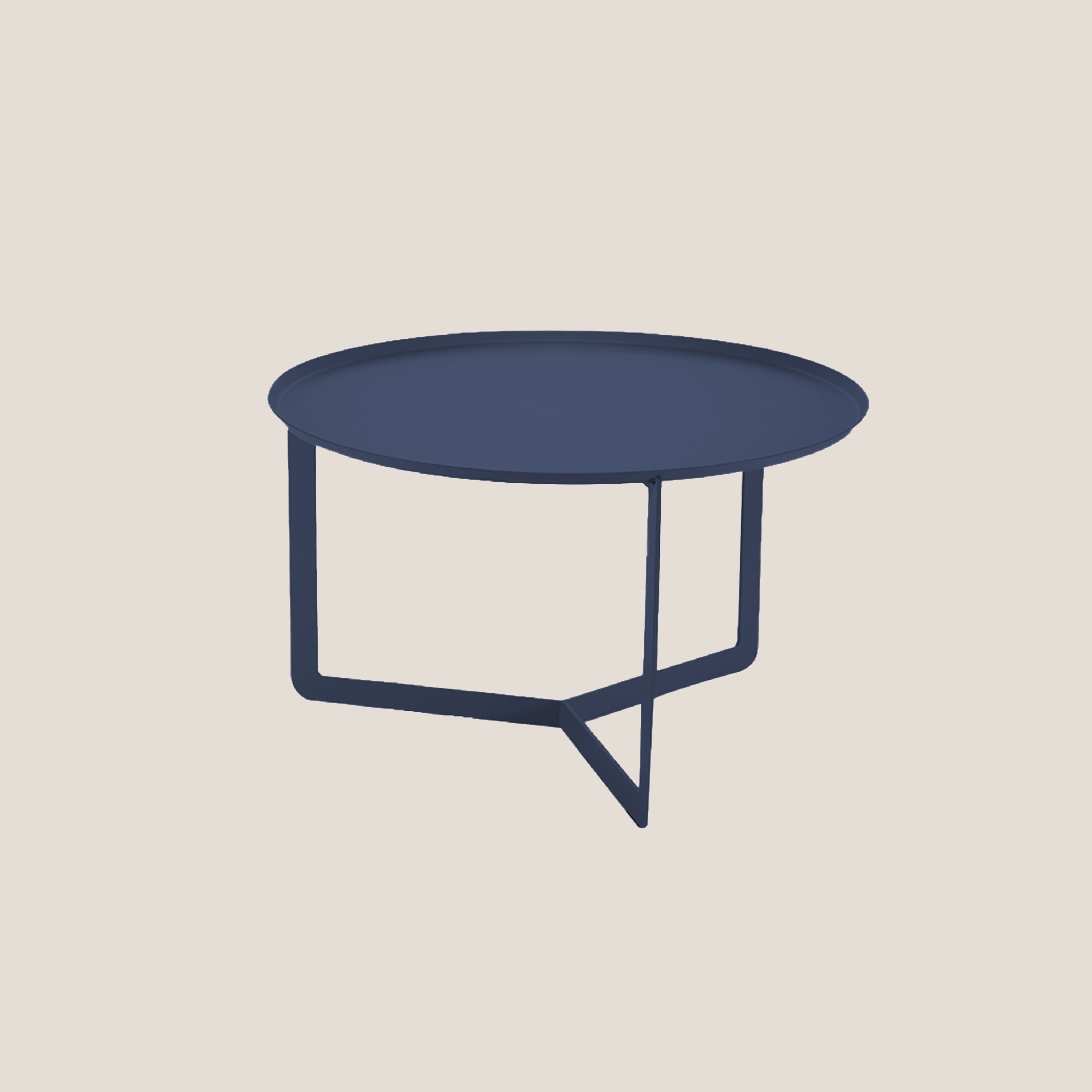 Round tavolino rotondo da salotto in metallo h36 cm blu navy - divani.store